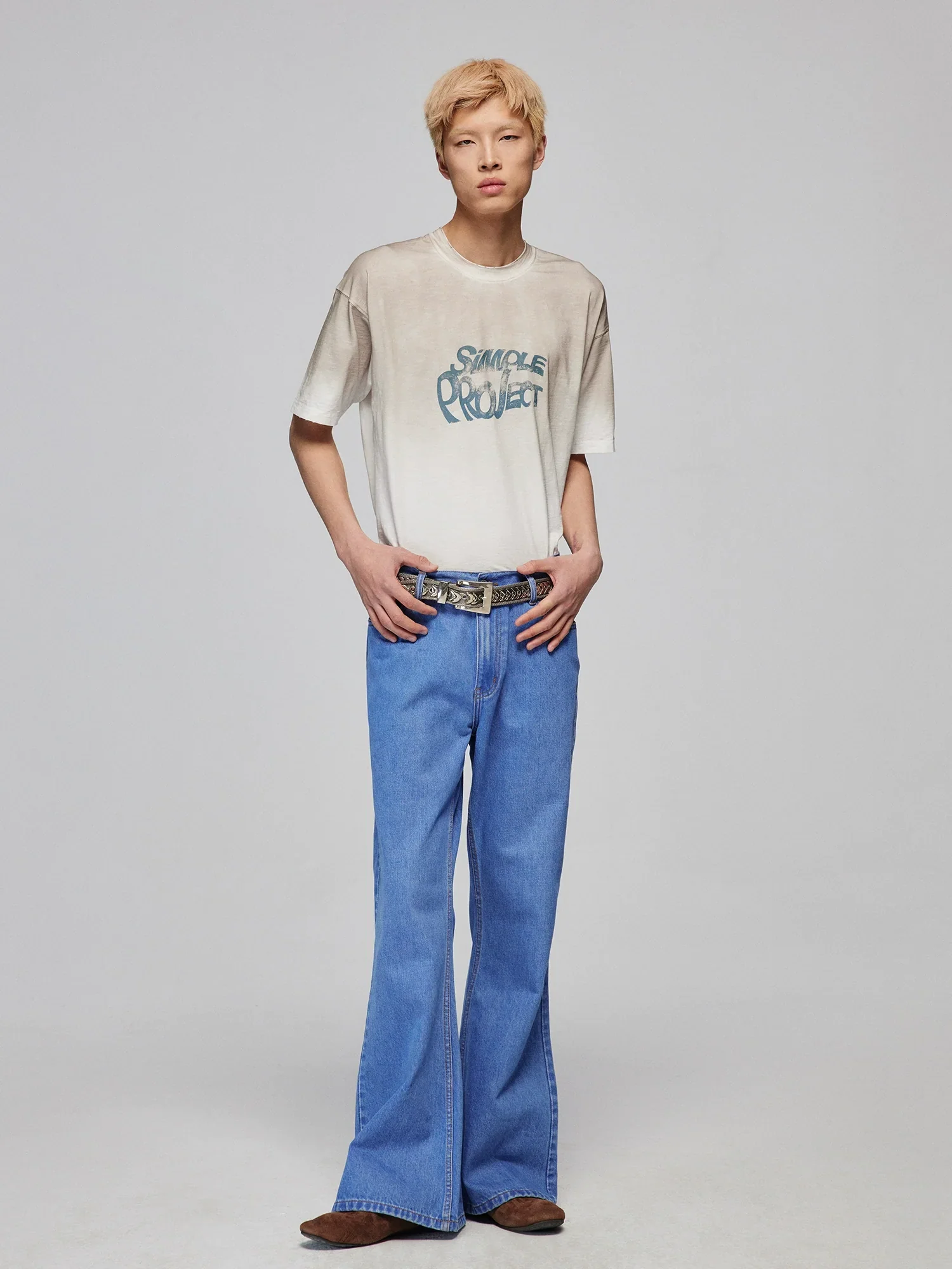 Sky Blue Flared Denim Jeans - Image 2