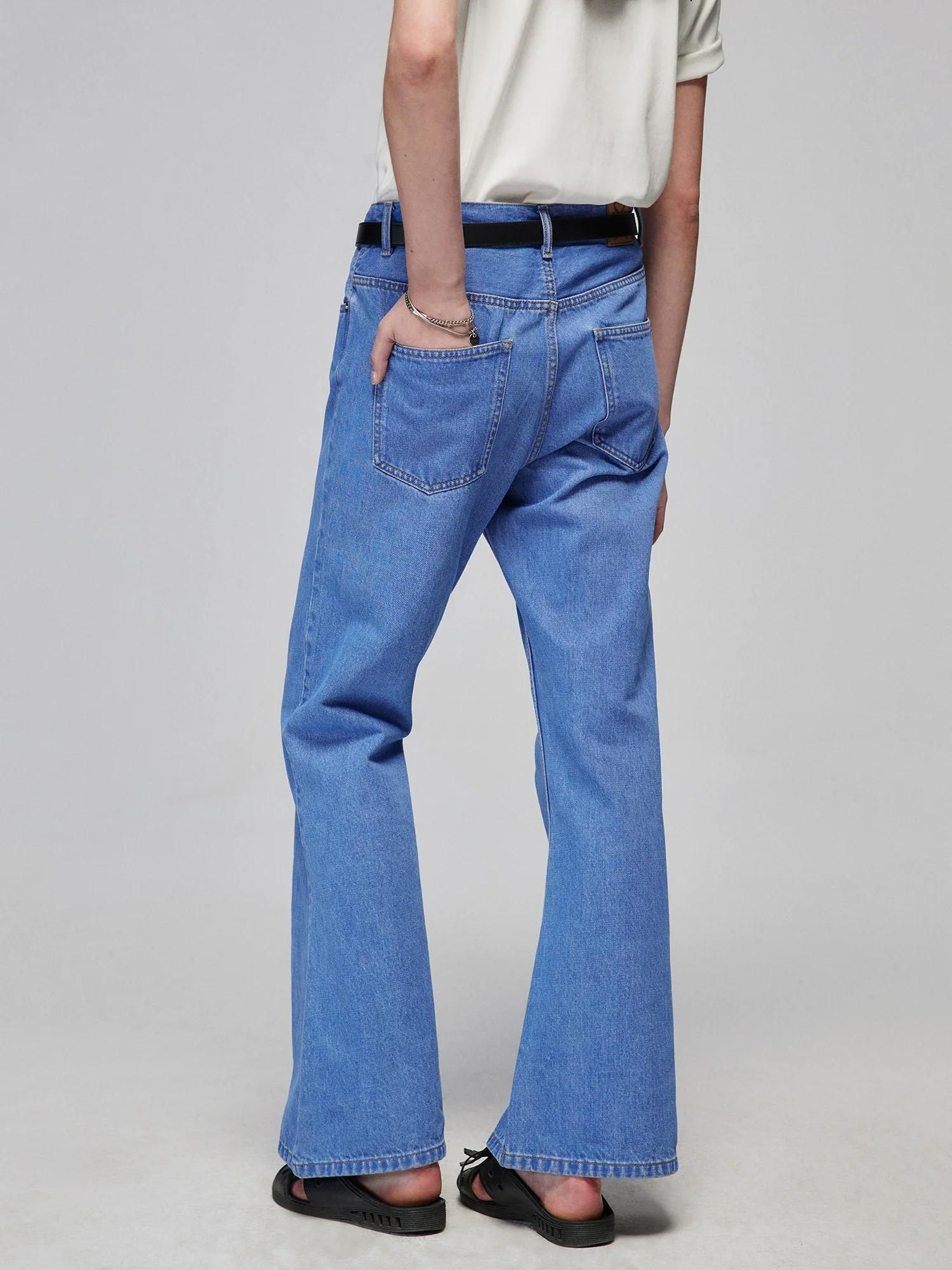 Sky Blue Flared Denim Jeans - Image 3