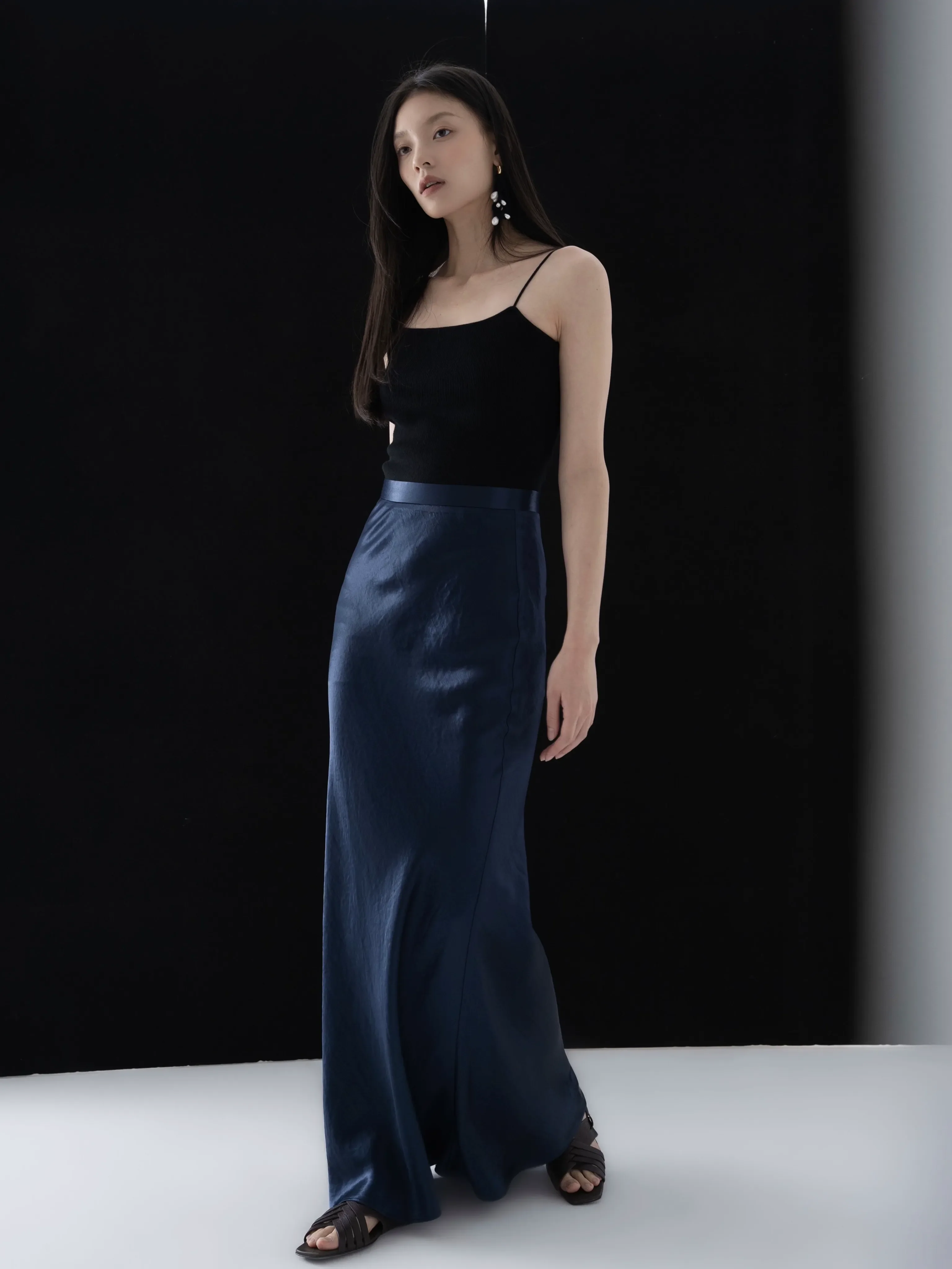 Sleek Satin Fishtail Skirt - Image 2