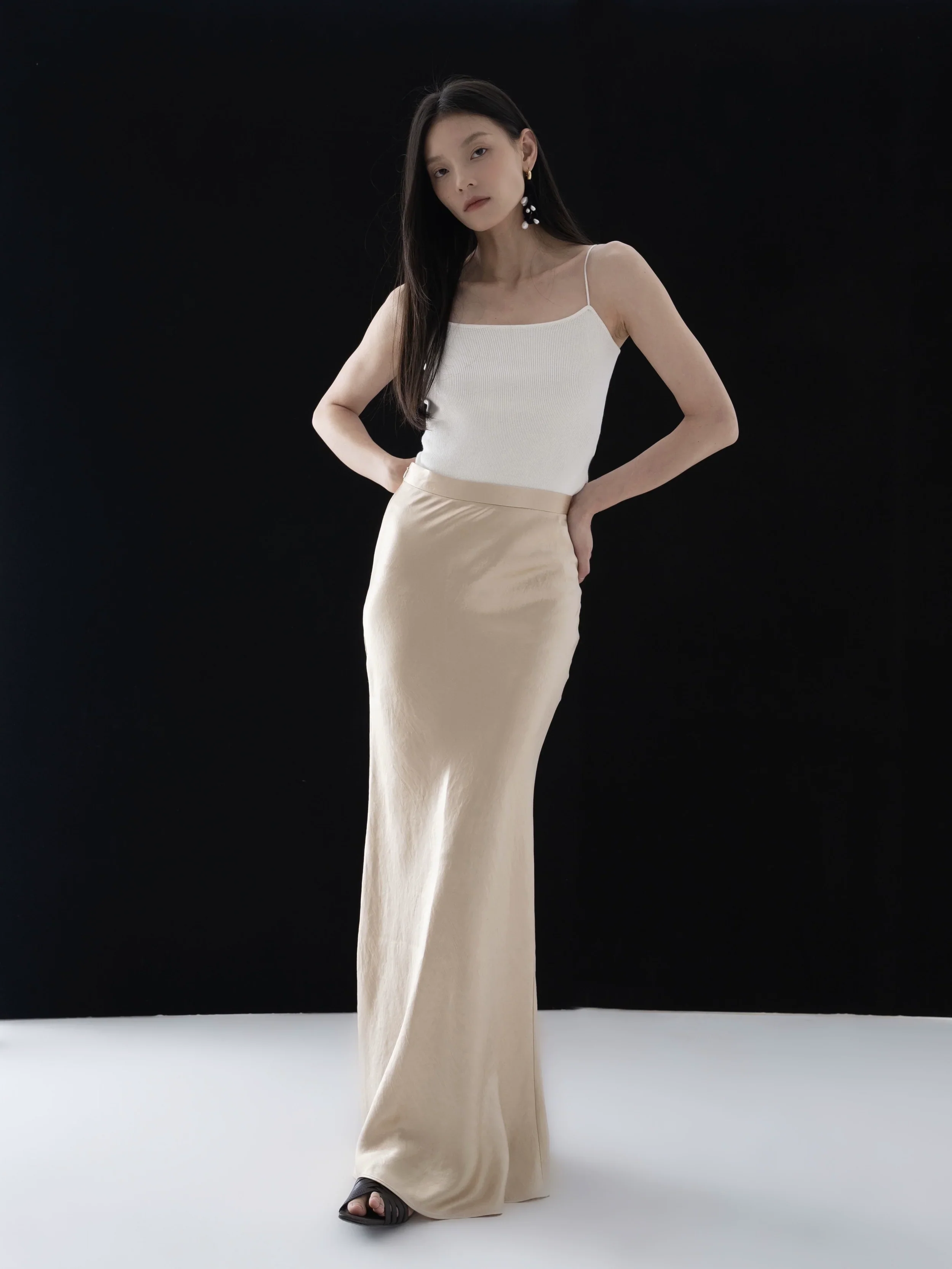 Sleek Satin Fishtail Skirt - Image 4
