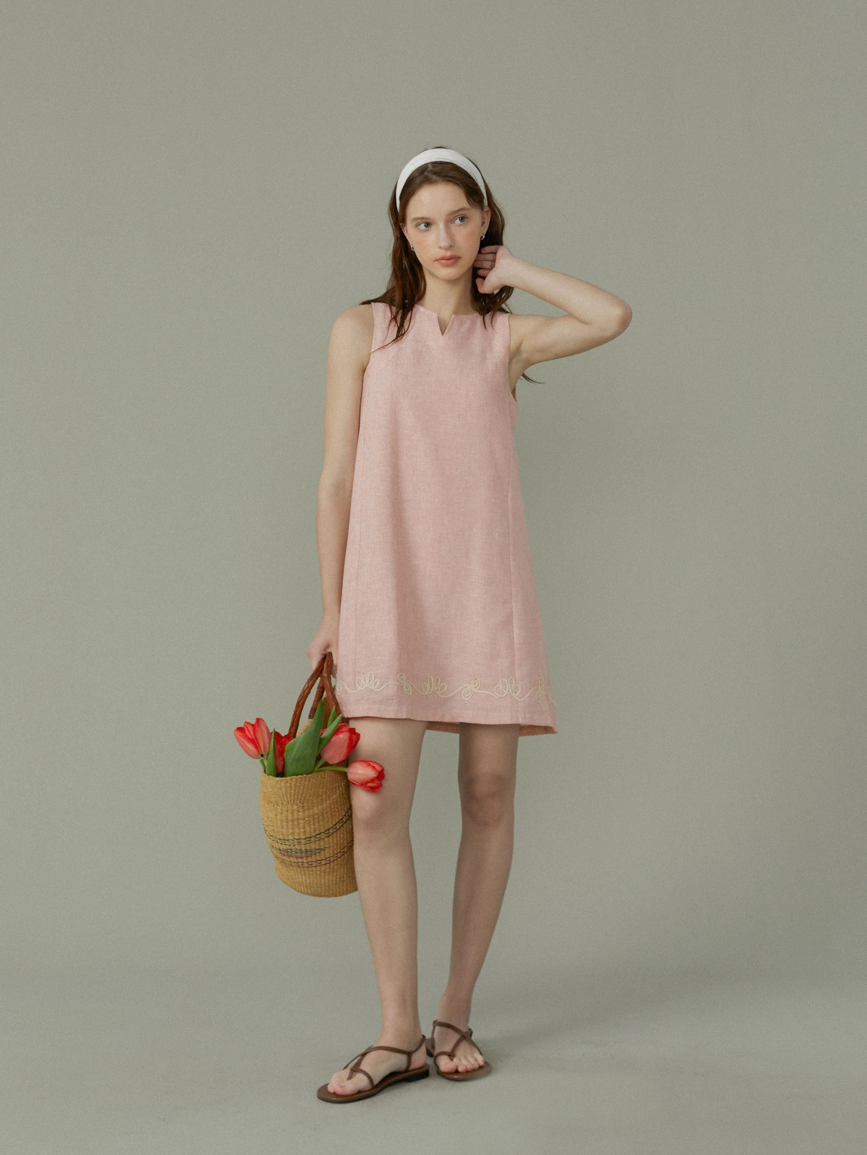 Sleeveless Embroidered Dress - Image 2