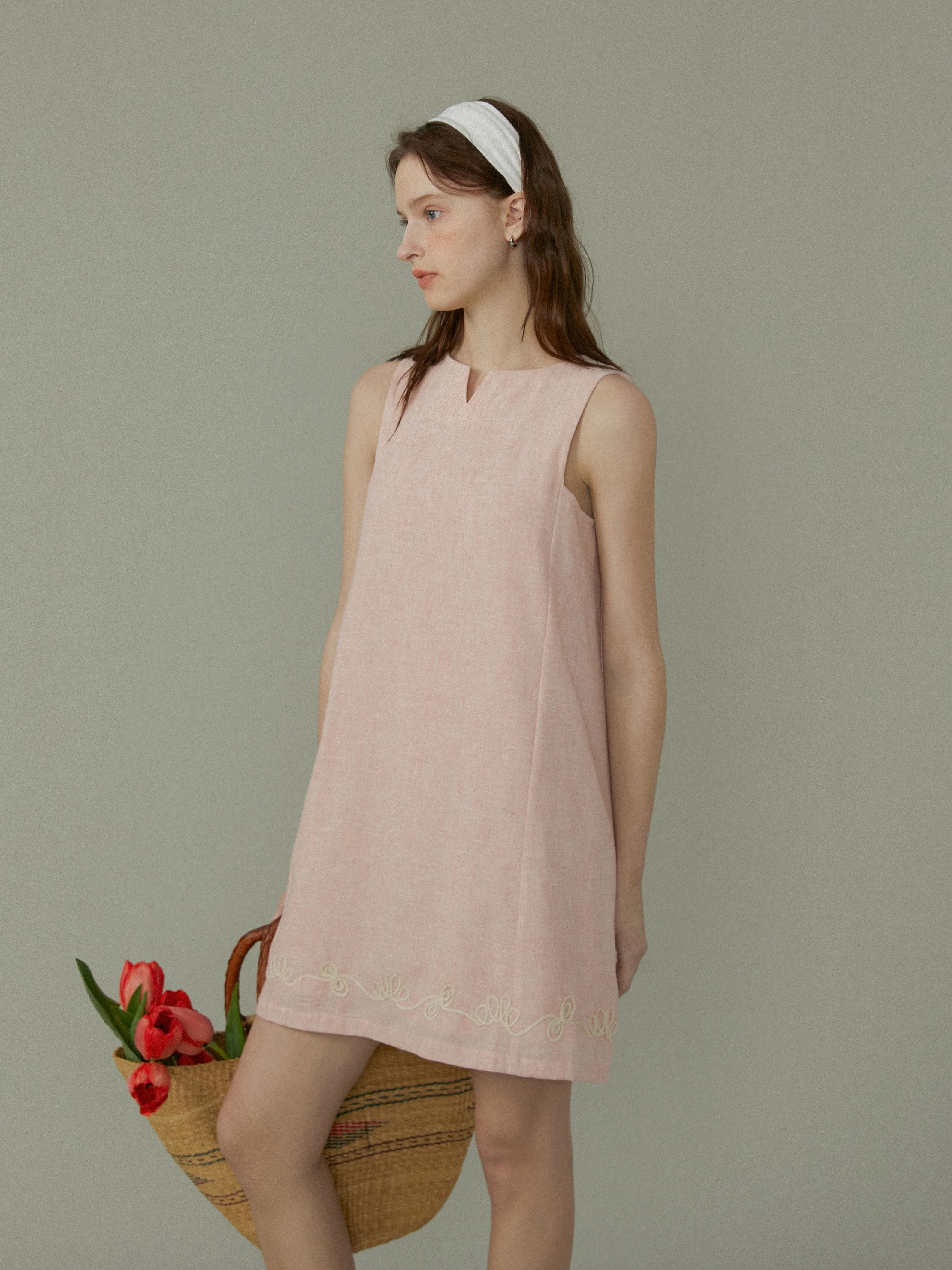 Sleeveless Embroidered Dress - Image 4