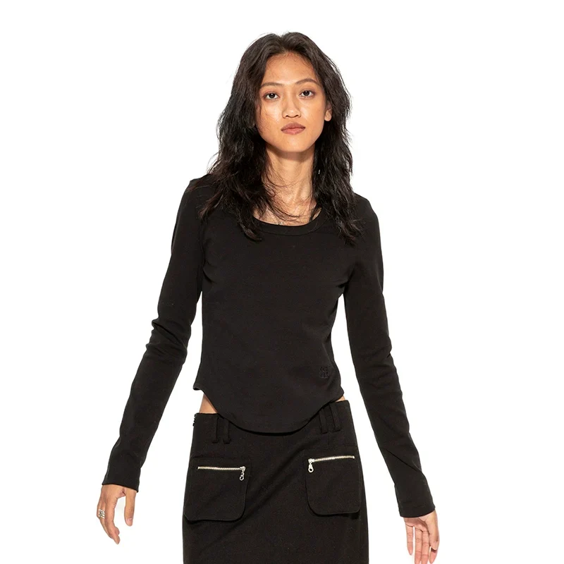 Slim Black Long-Sleeve Top