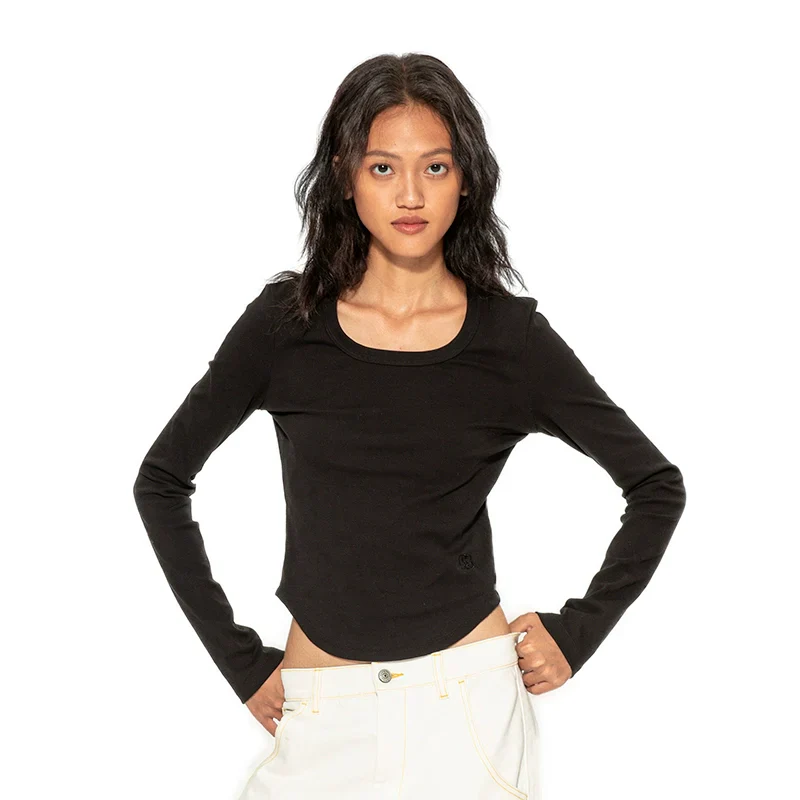 Slim Black Long-Sleeve Top - Image 2