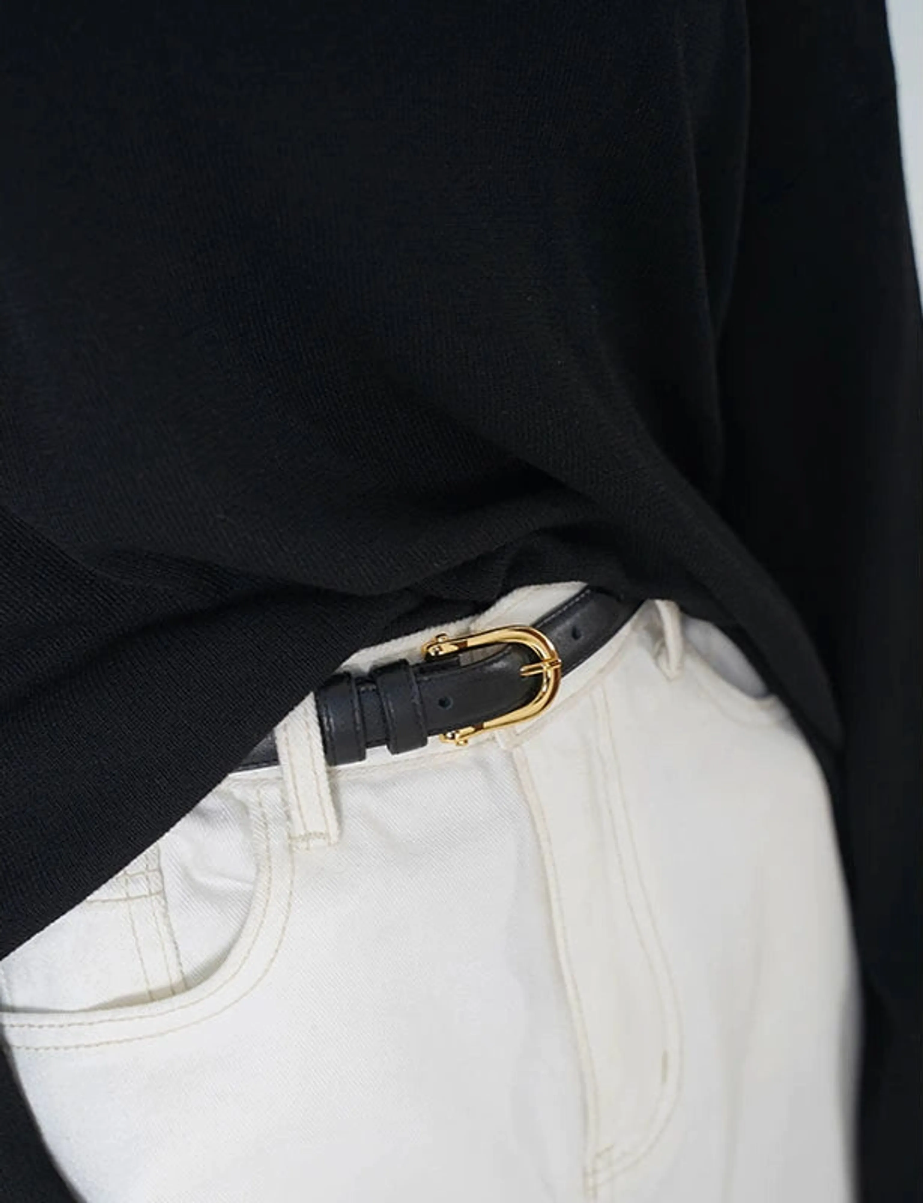 Slim Cowhide Leather Belt - Image 3