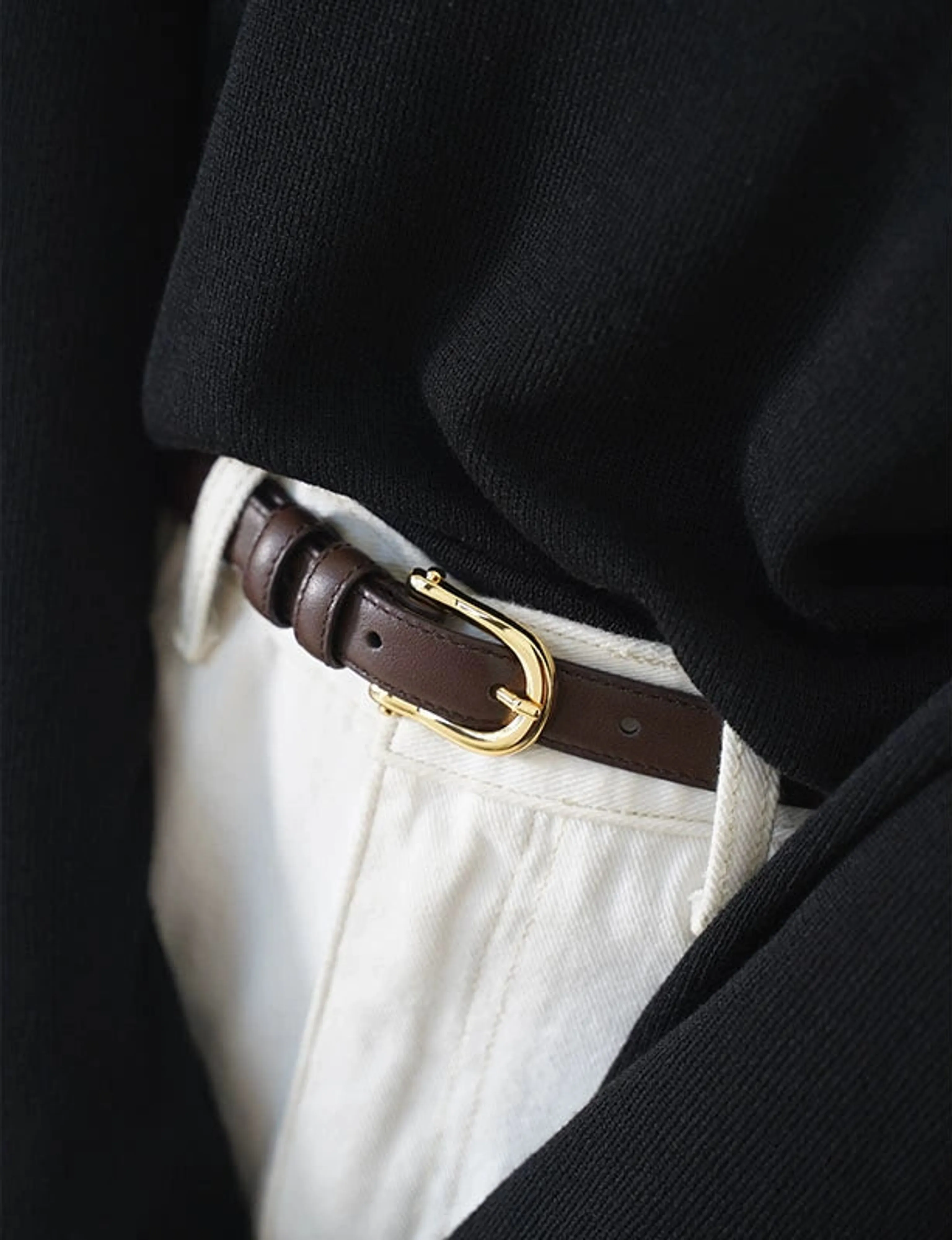 Slim Cowhide Leather Belt - Image 4