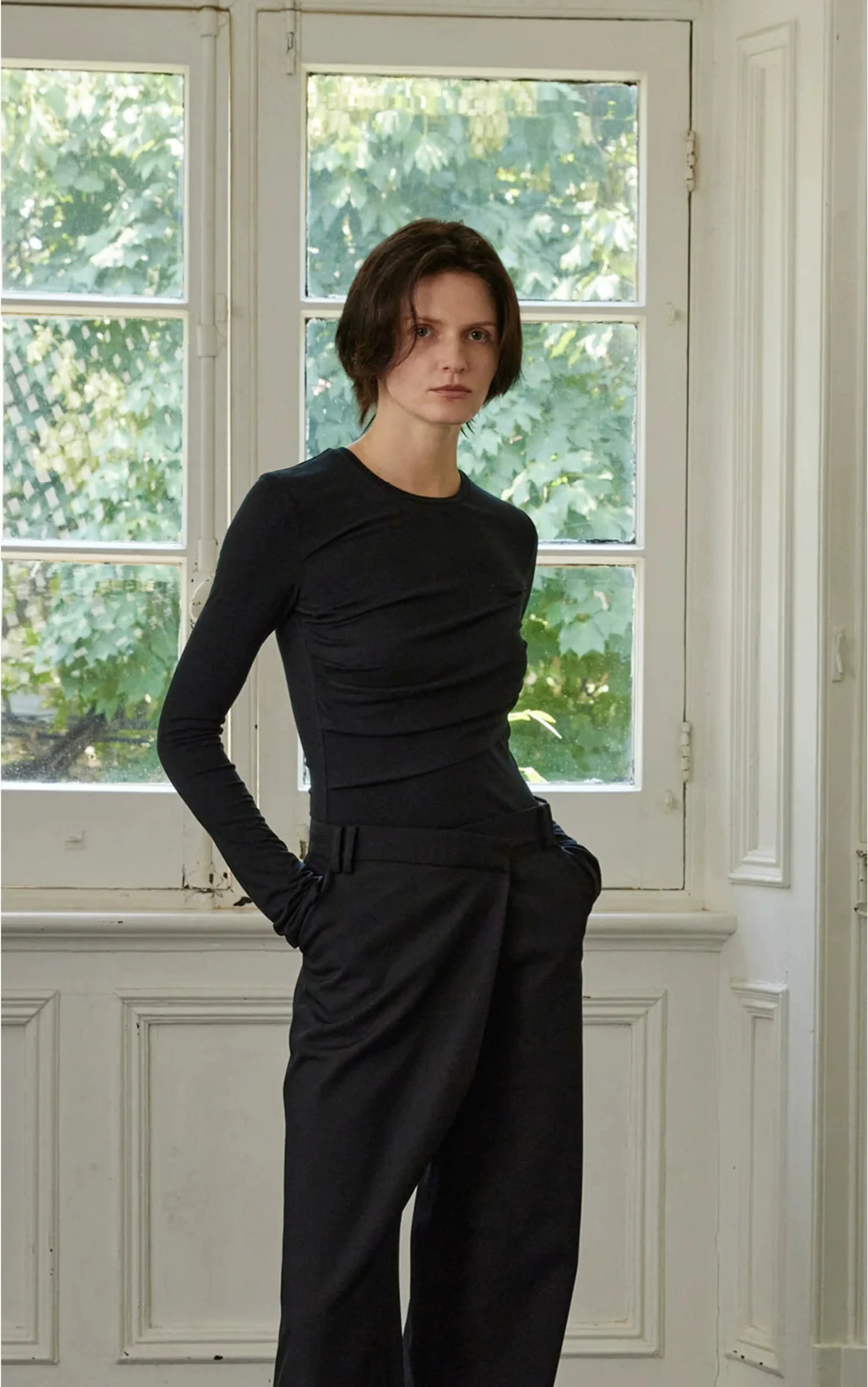 Slim Pleated Warm Top
