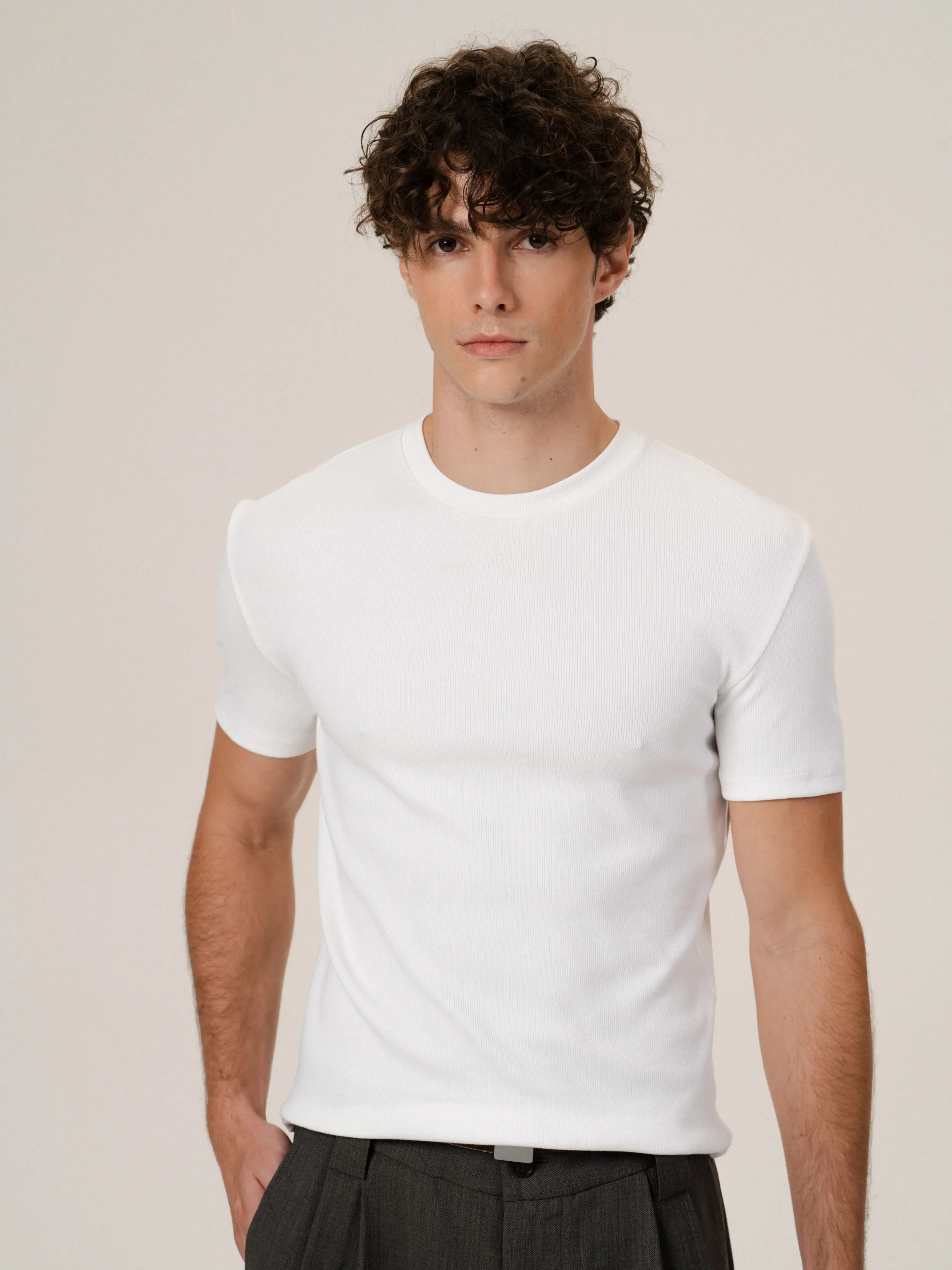 Slim Ribbed Crewneck T-Shirt - Image 10