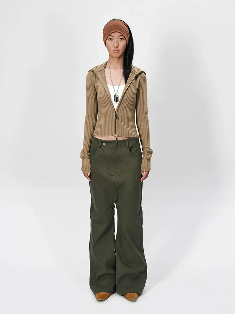 Slim Ribbed Wool Turtleneck Cardigan
