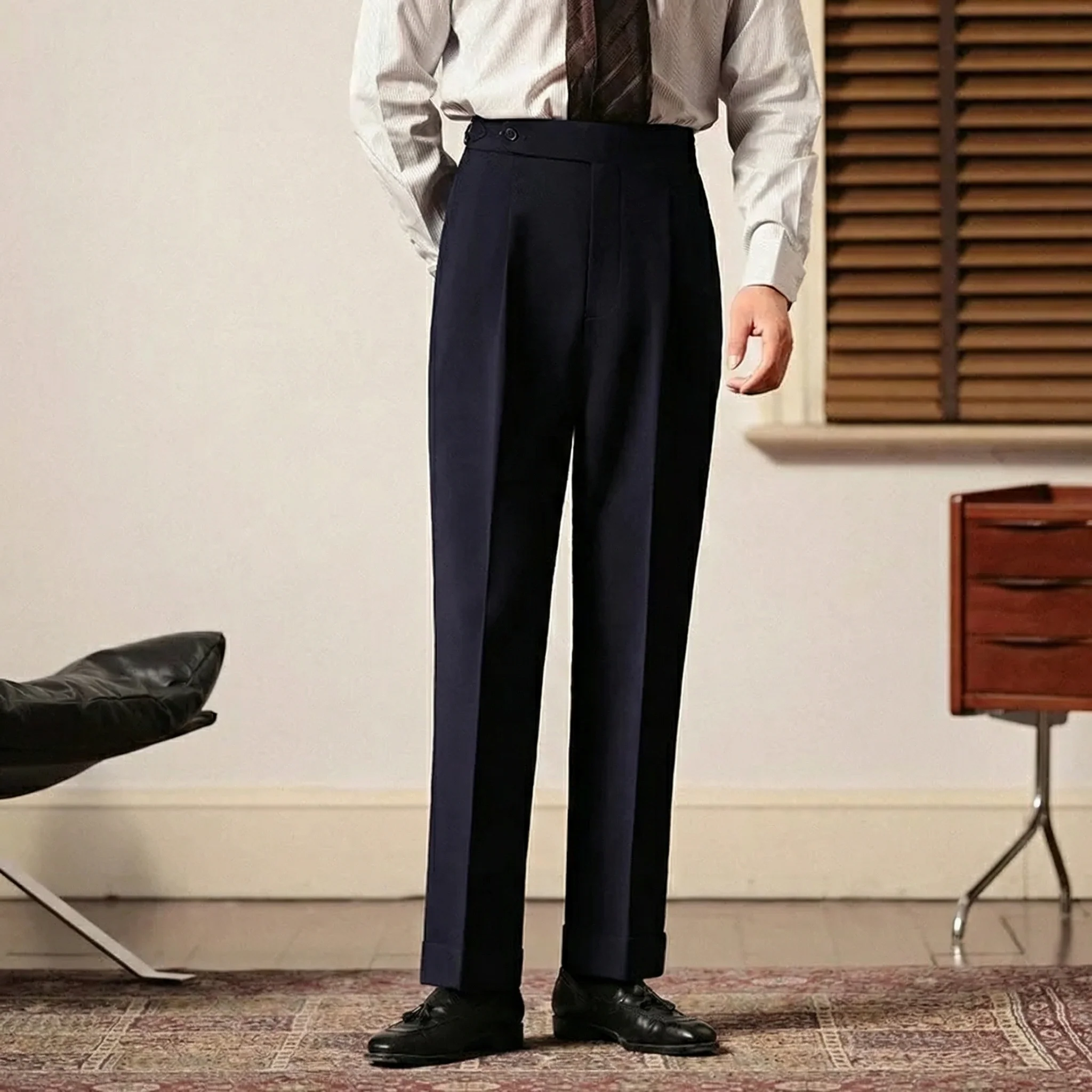 Slim Straight Pleated Trousers - Image 9