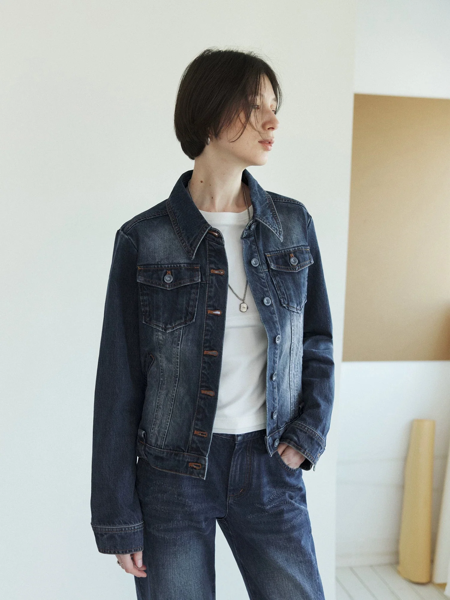 Slim Washed Denim Trucker Jacket