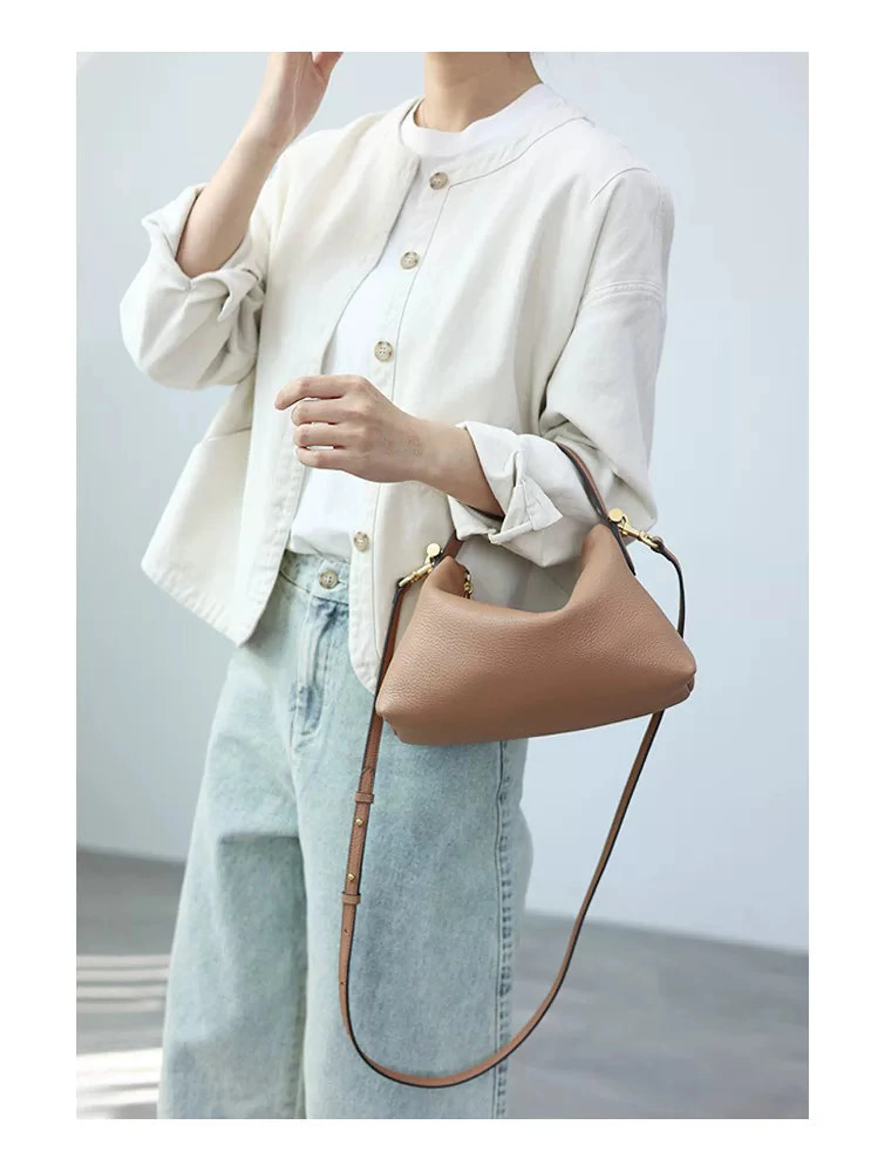 Slouchy Pebbled Leather Crossbody - Image 4