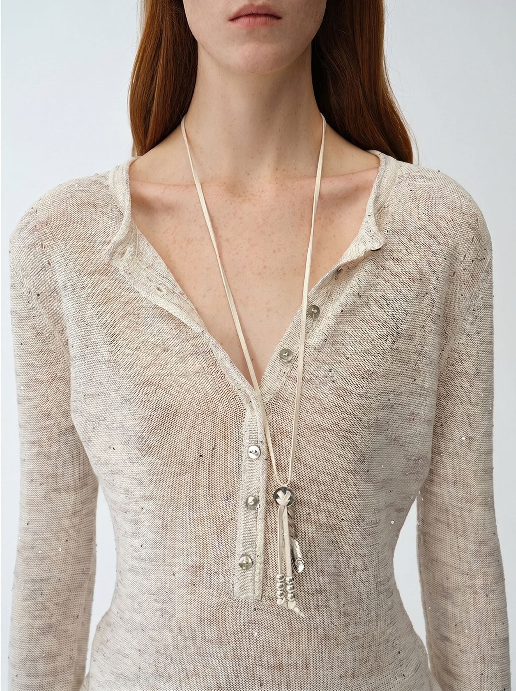 Slub Sequin Henley - Image 3