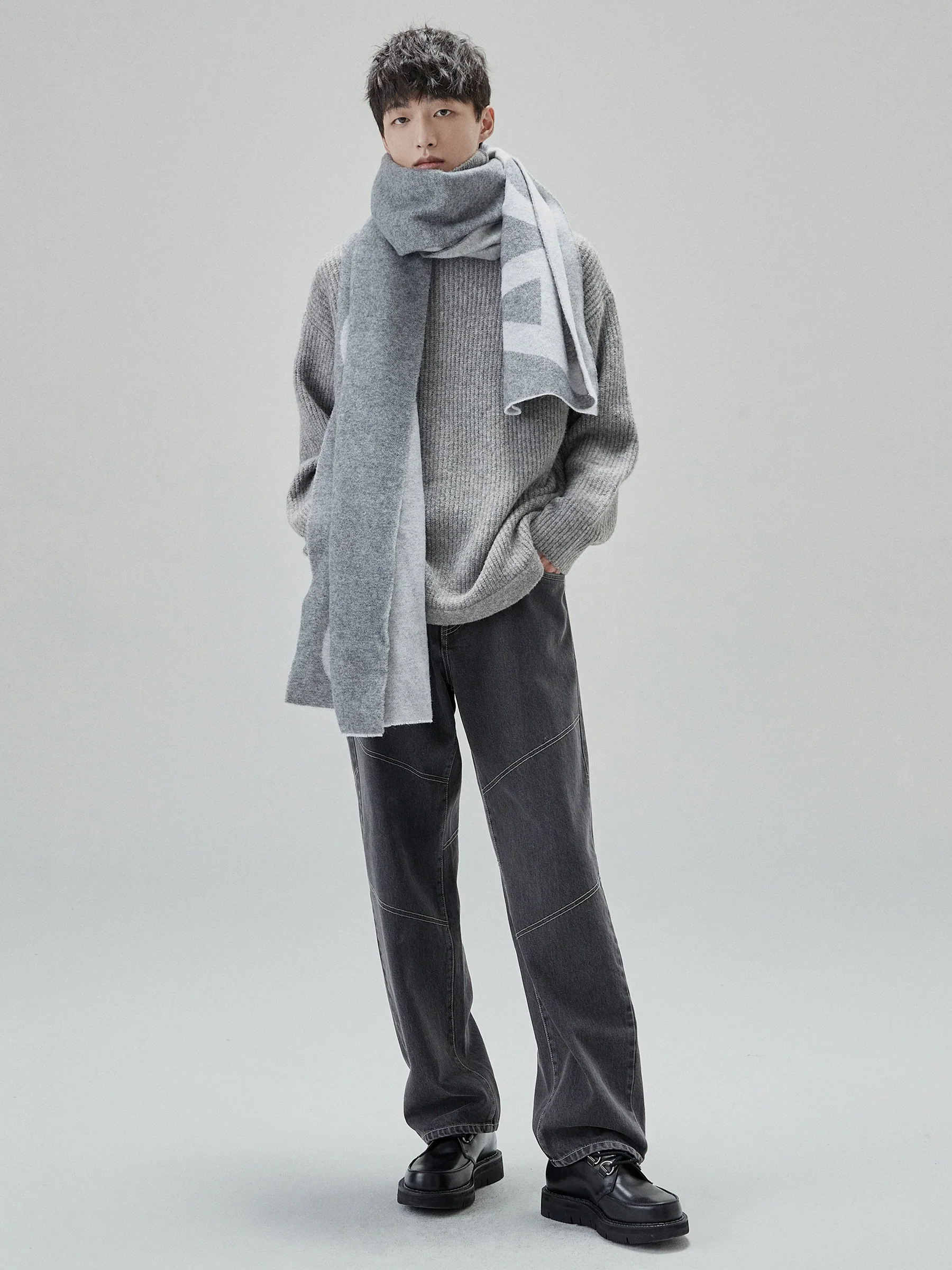 Smoke Black Quilted Straight Jeans - Image 3