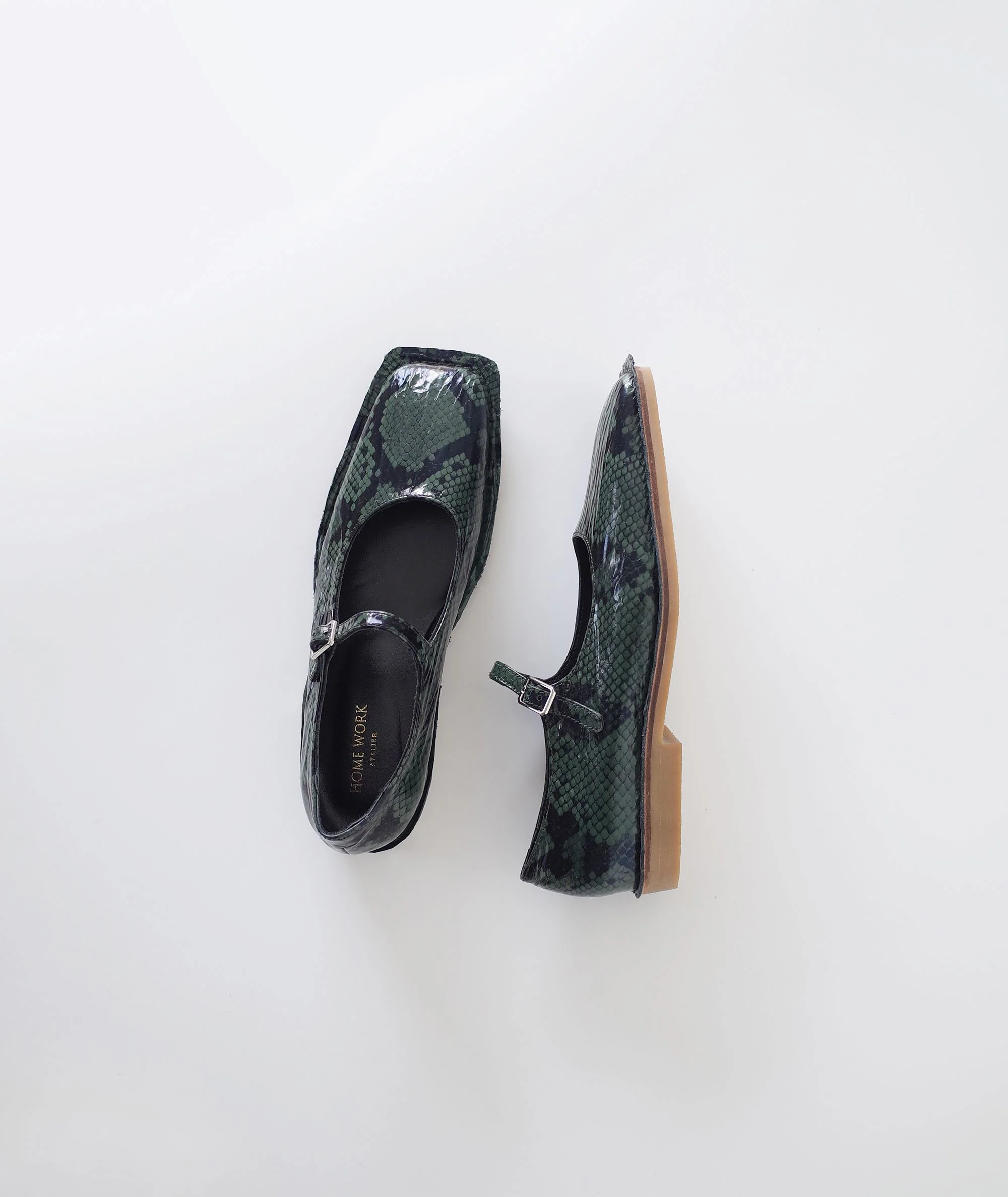 Snakeskin Print Mary Jane Flats - Image 3
