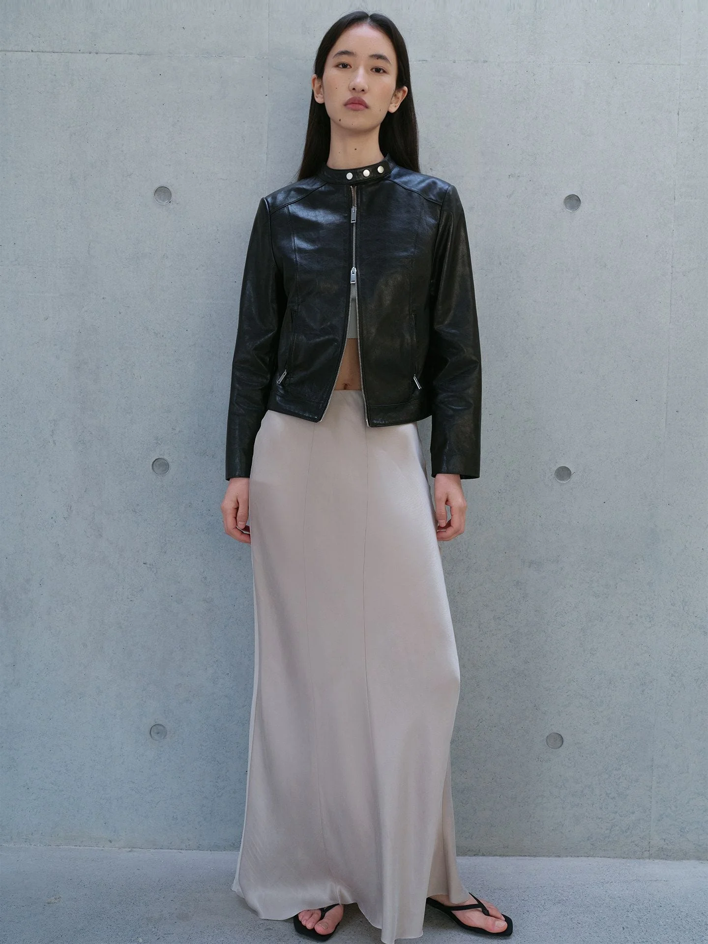 Snap-Collar Leather Jacket - Image 3