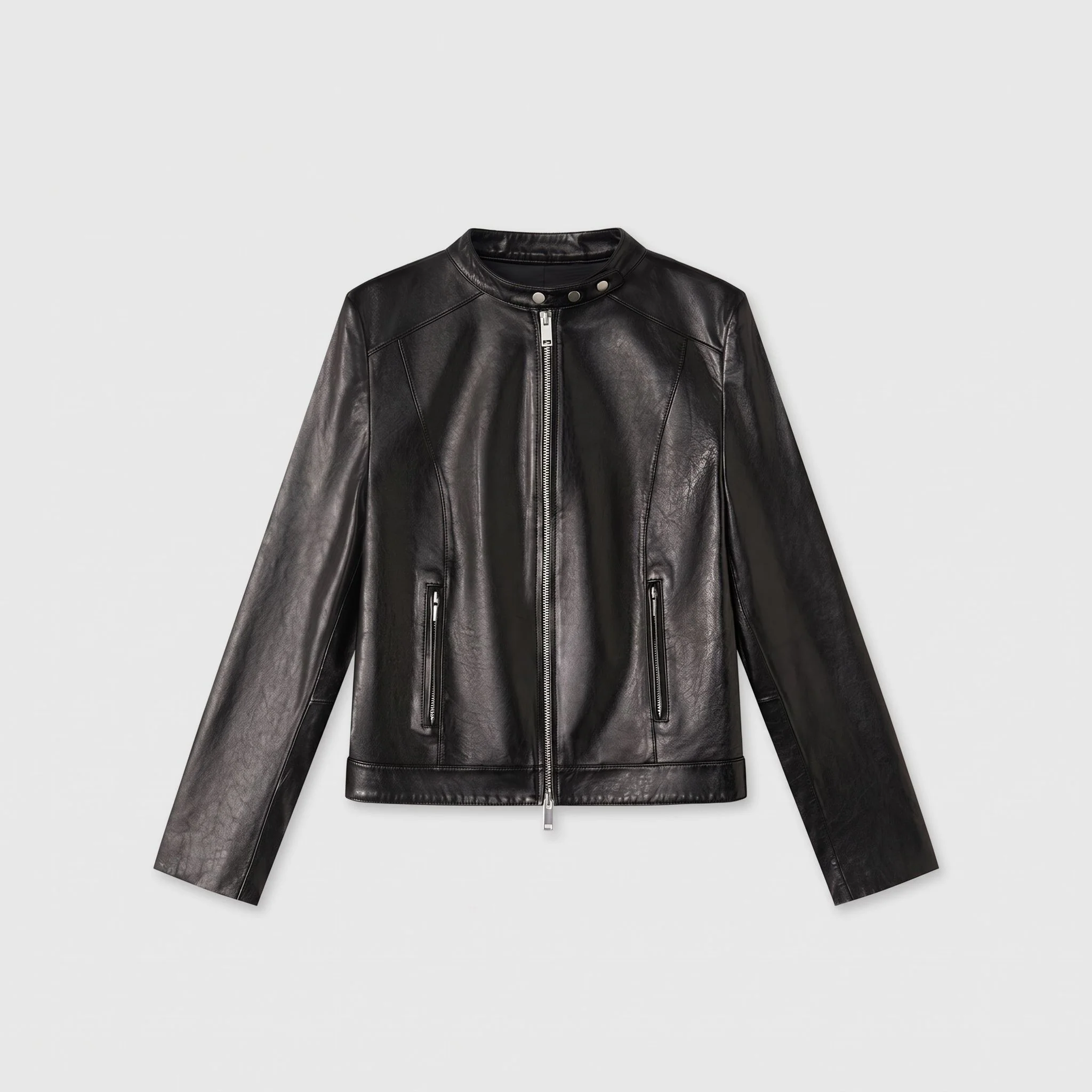 Snap-Collar Leather Jacket - Image 6