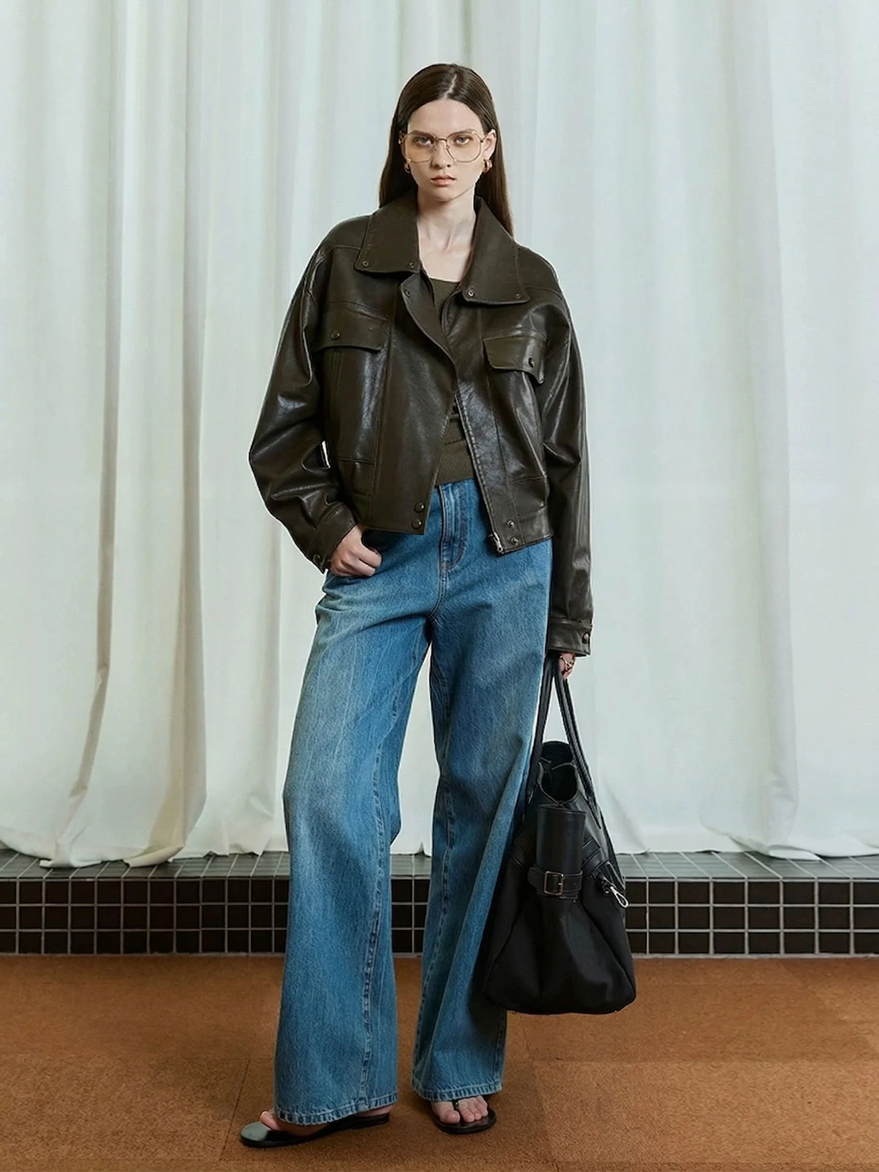 Snap-Collar Leather Jacket - Image 5