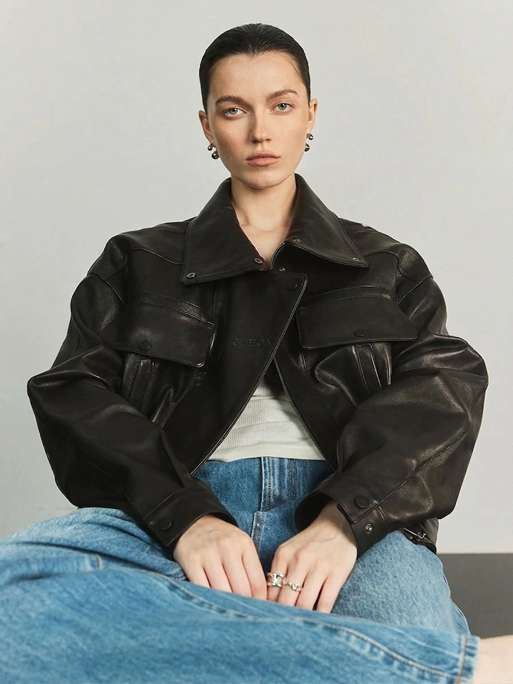 Snap-Collar Leather Jacket - Image 6