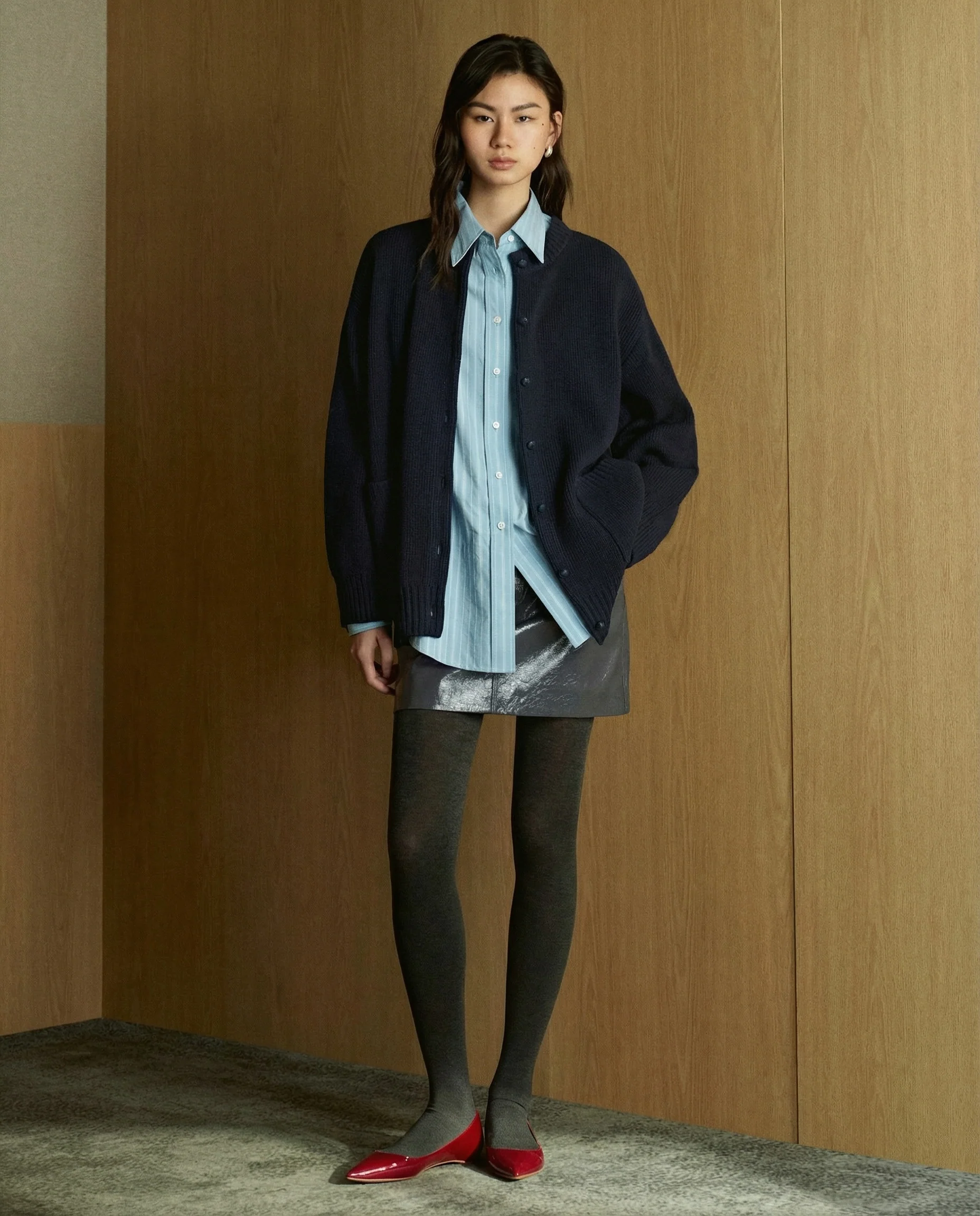 Snap-Front Knit Cardigan