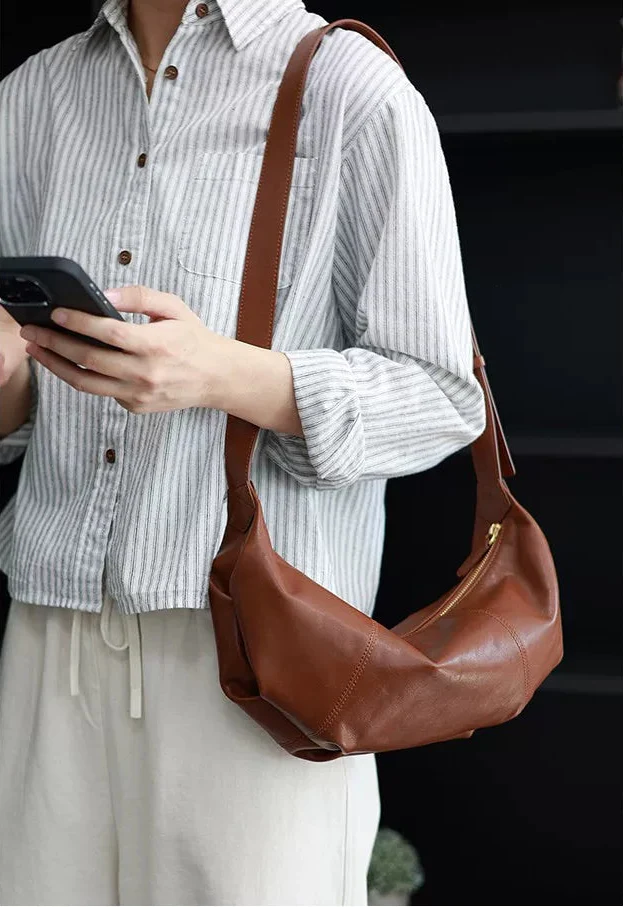 Soft Leather Croissant Bag - Image 10