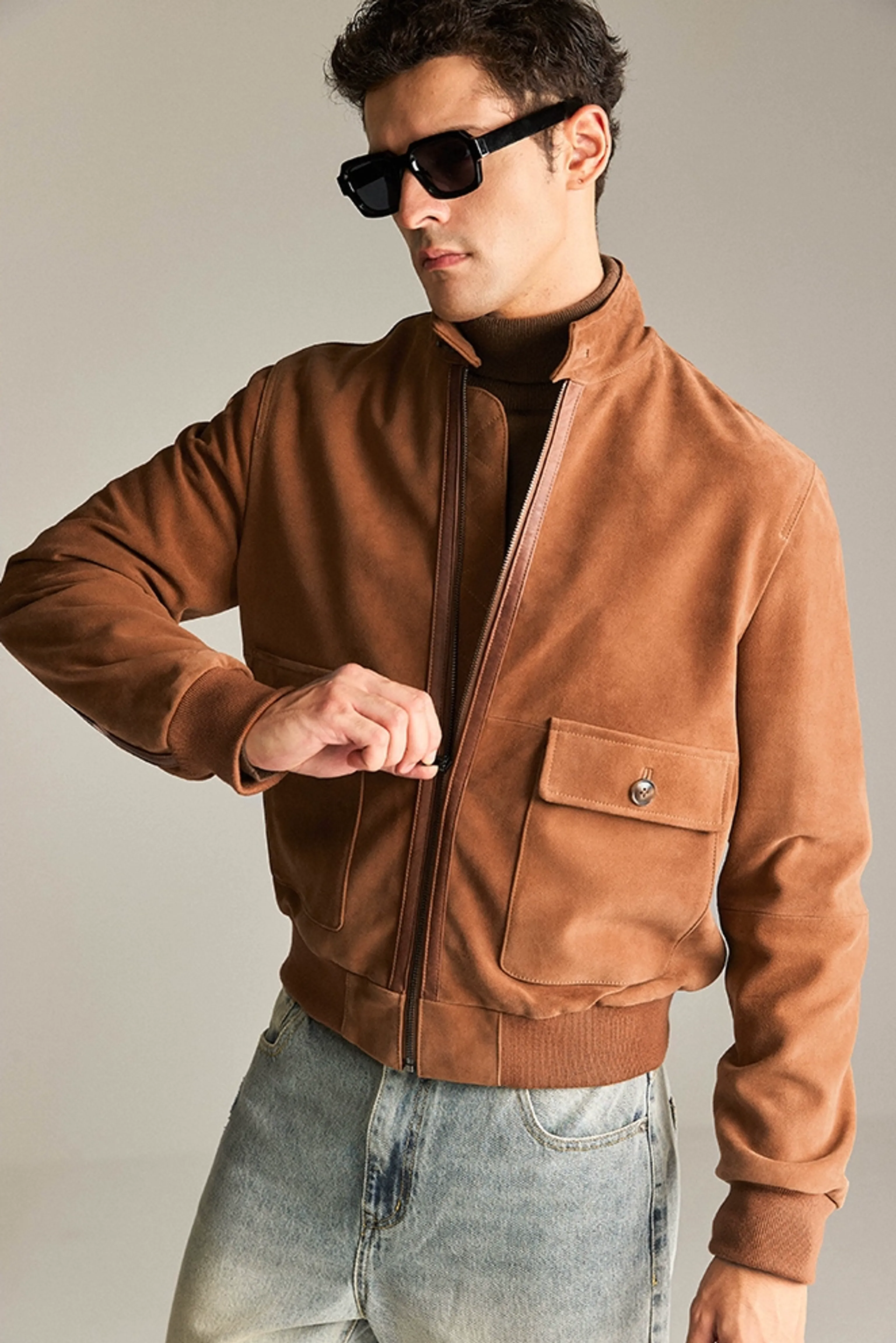 South African Sheepskin Suede Harrington Jacket