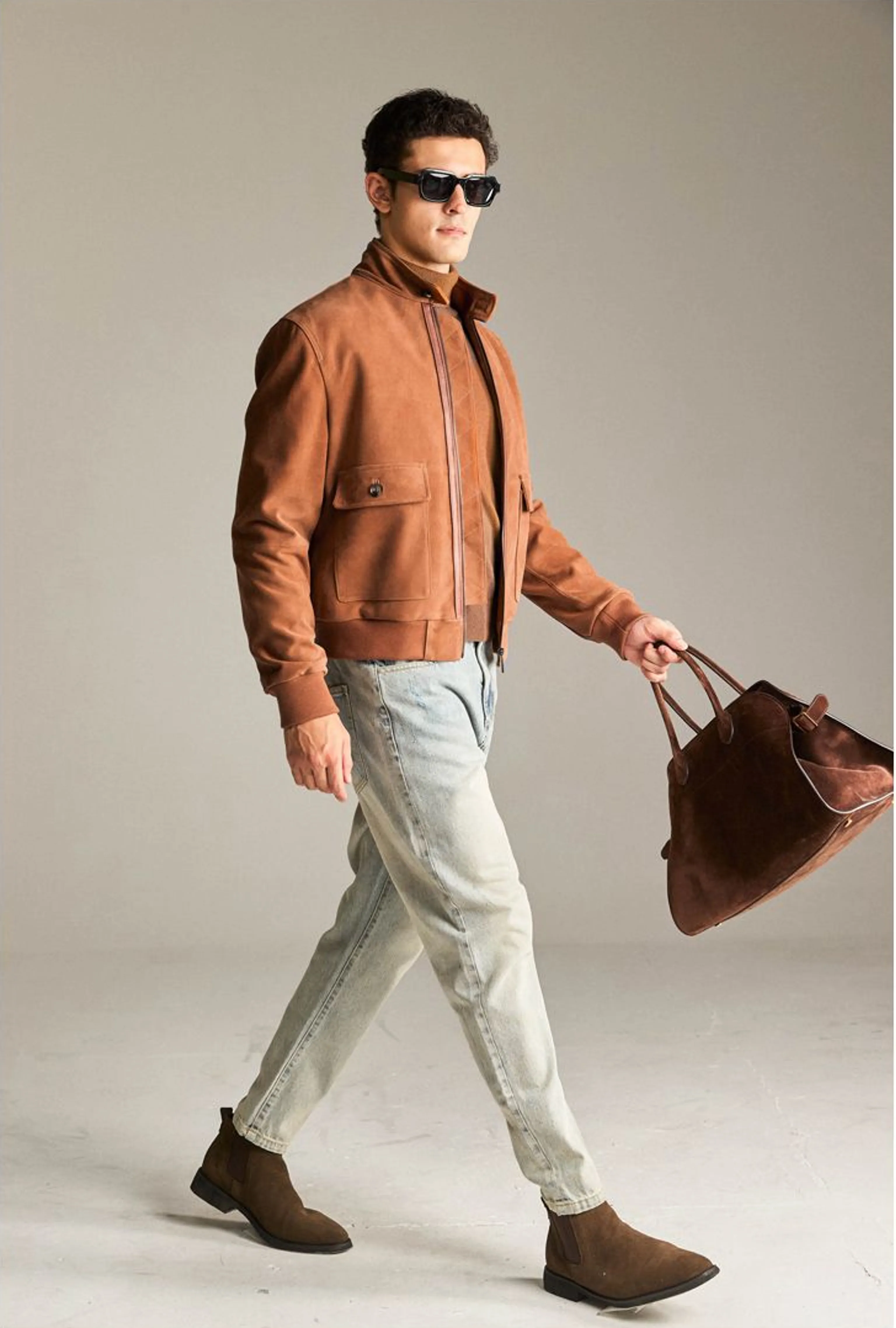 South African Sheepskin Suede Harrington Jacket - Image 2