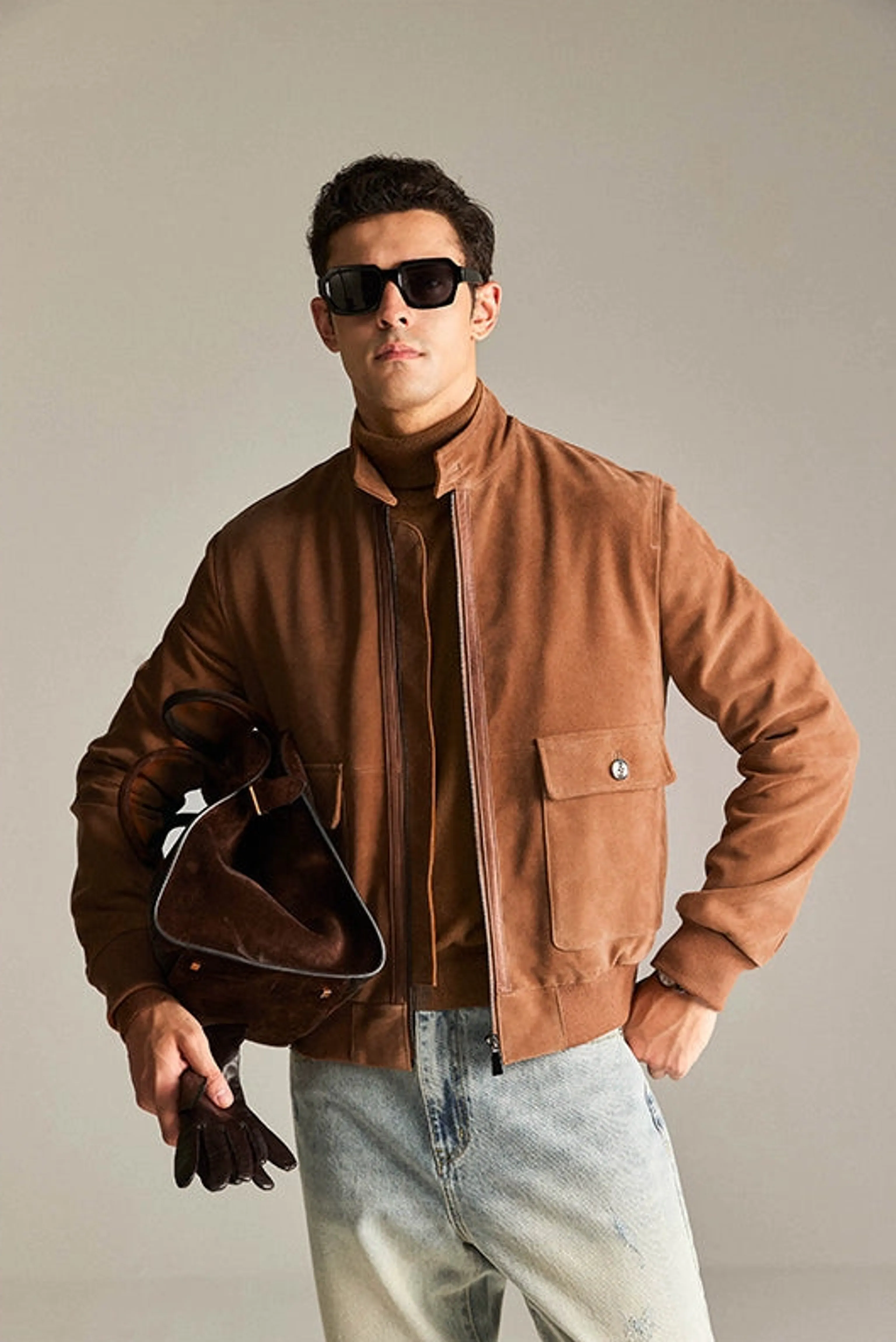 South African Sheepskin Suede Harrington Jacket - Image 3