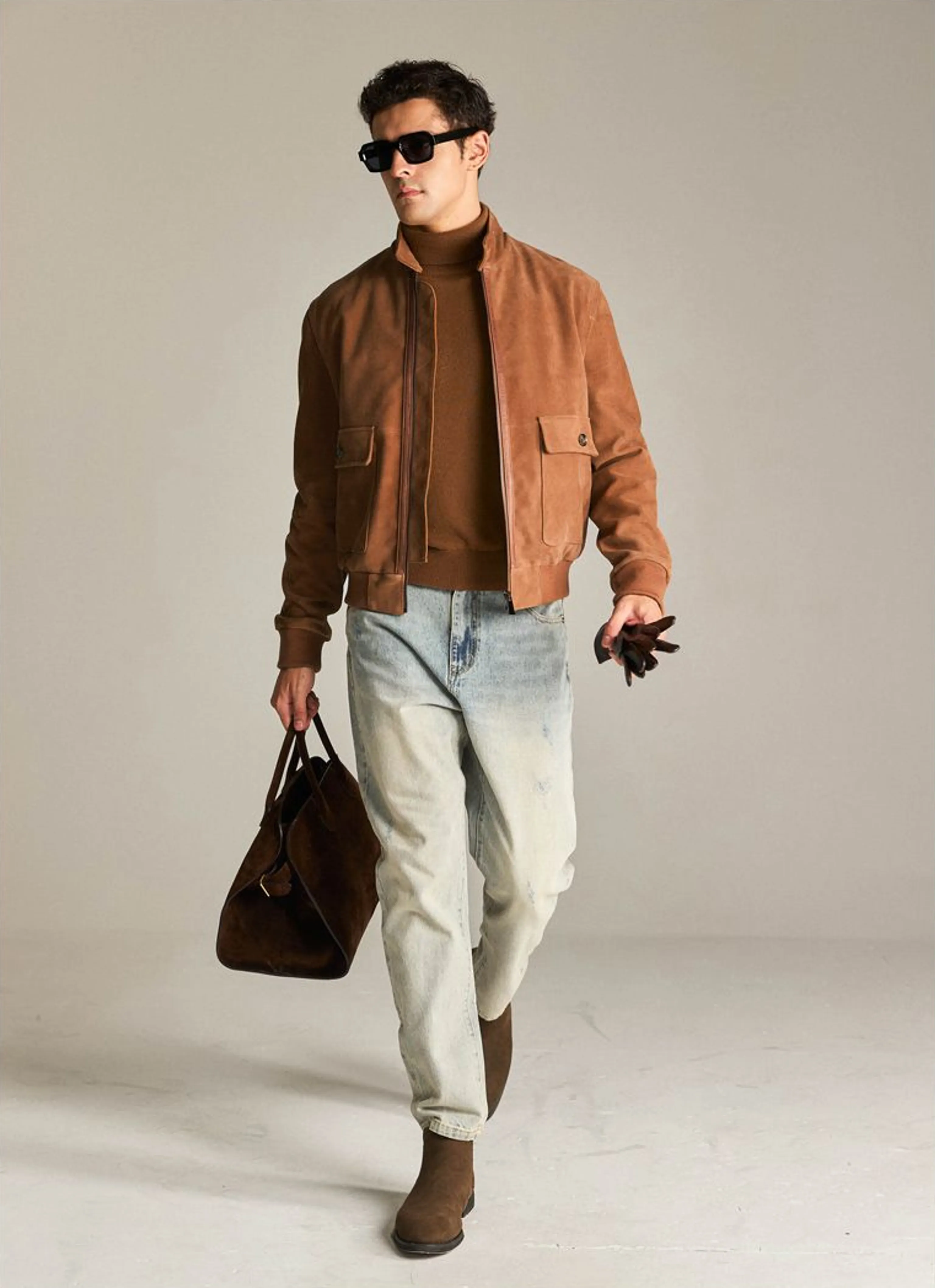 South African Sheepskin Suede Harrington Jacket - Image 4
