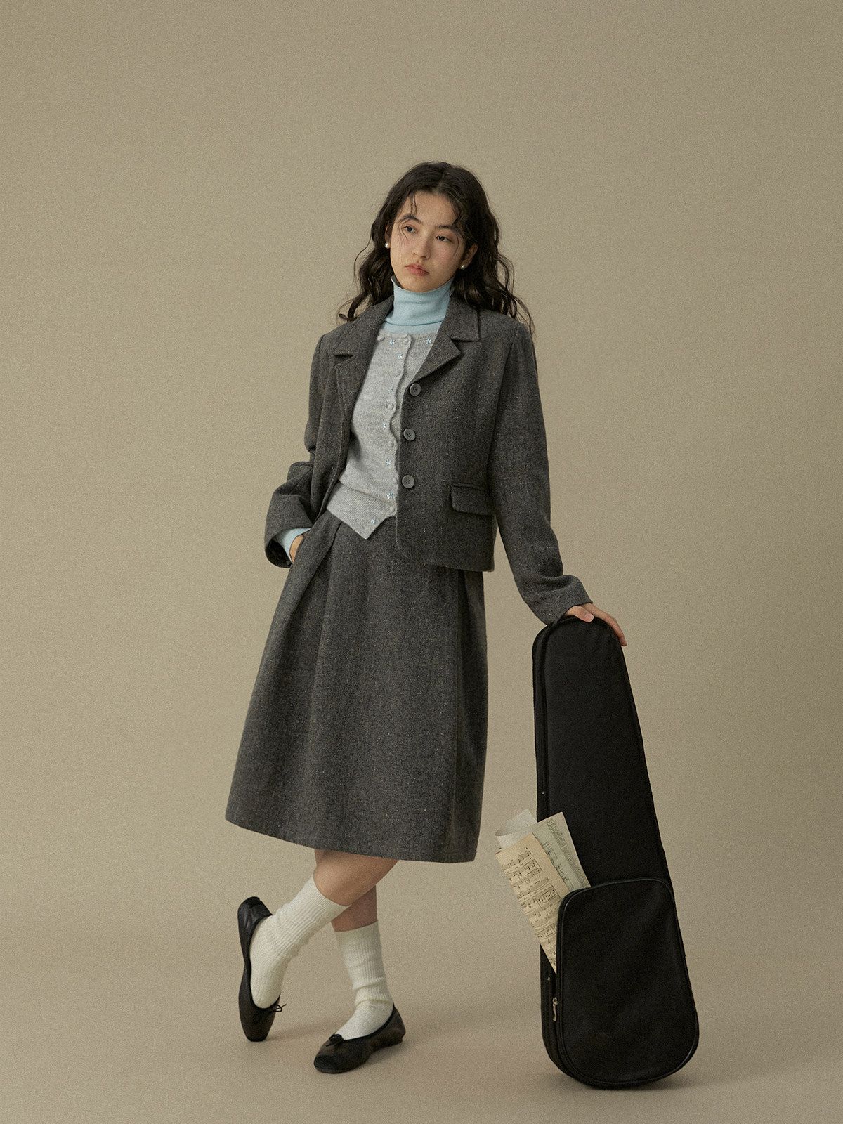 Speckled Pleated Midi Skirt - Image 4
