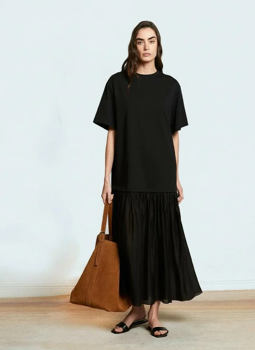 Spliced T-shirt Midi Dress