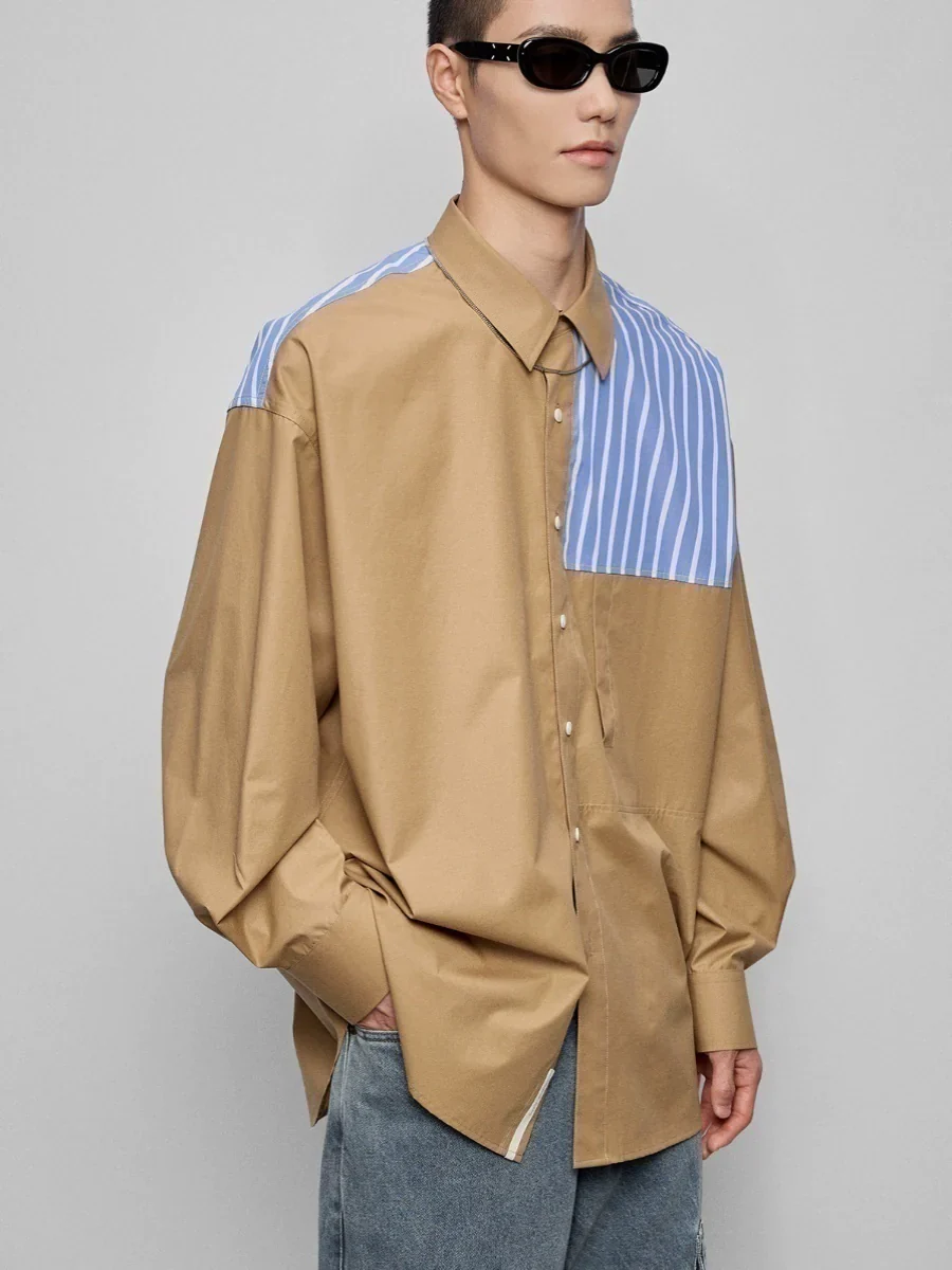 Split Contrast Patchwork Shirt - Image 5