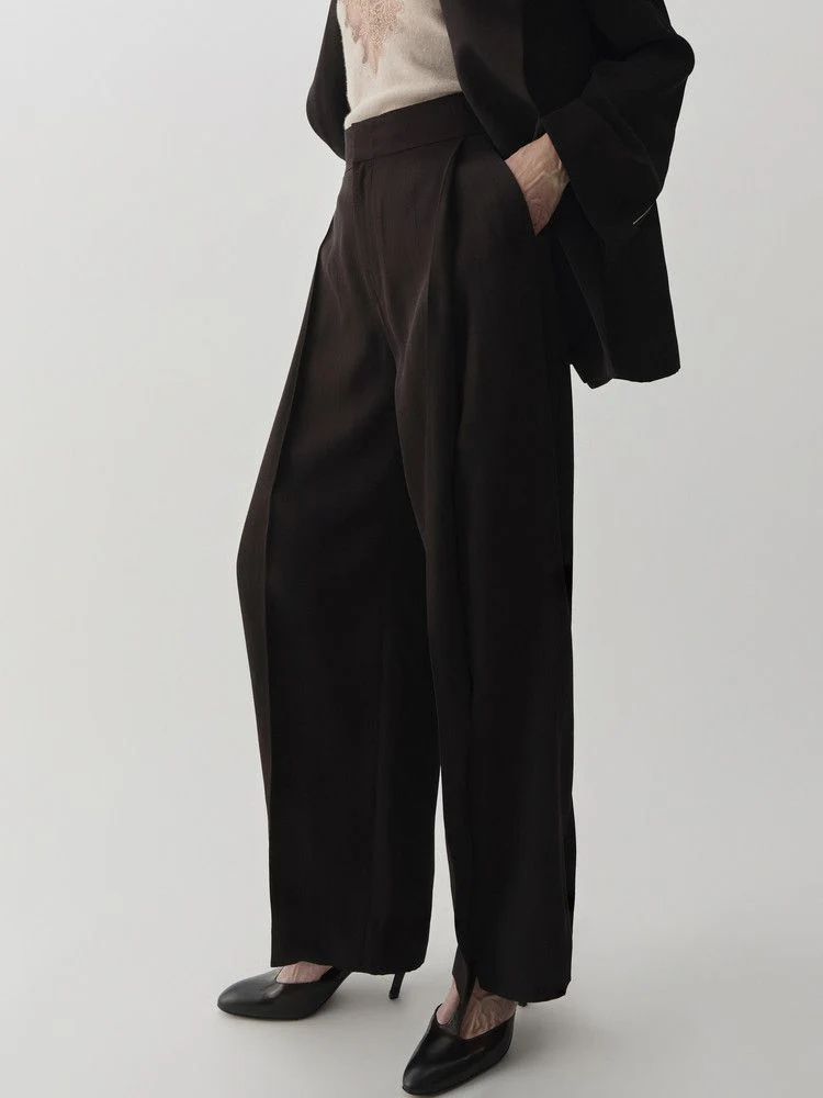 Split-Hem Wide Trousers