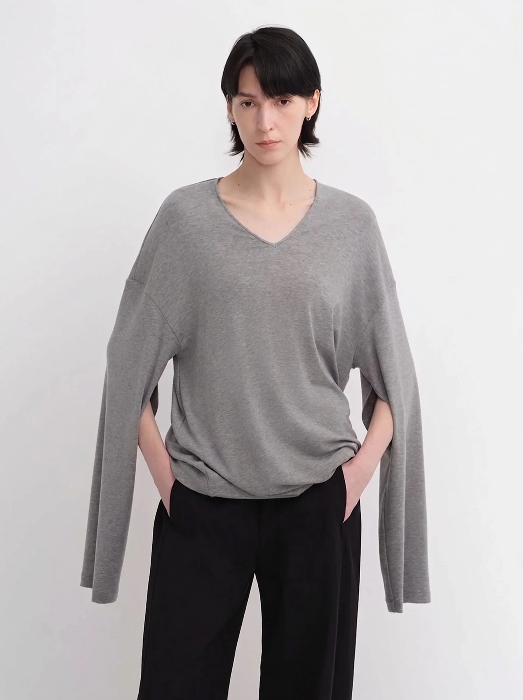 Split-Sleeve V-Neck Top - Image 4