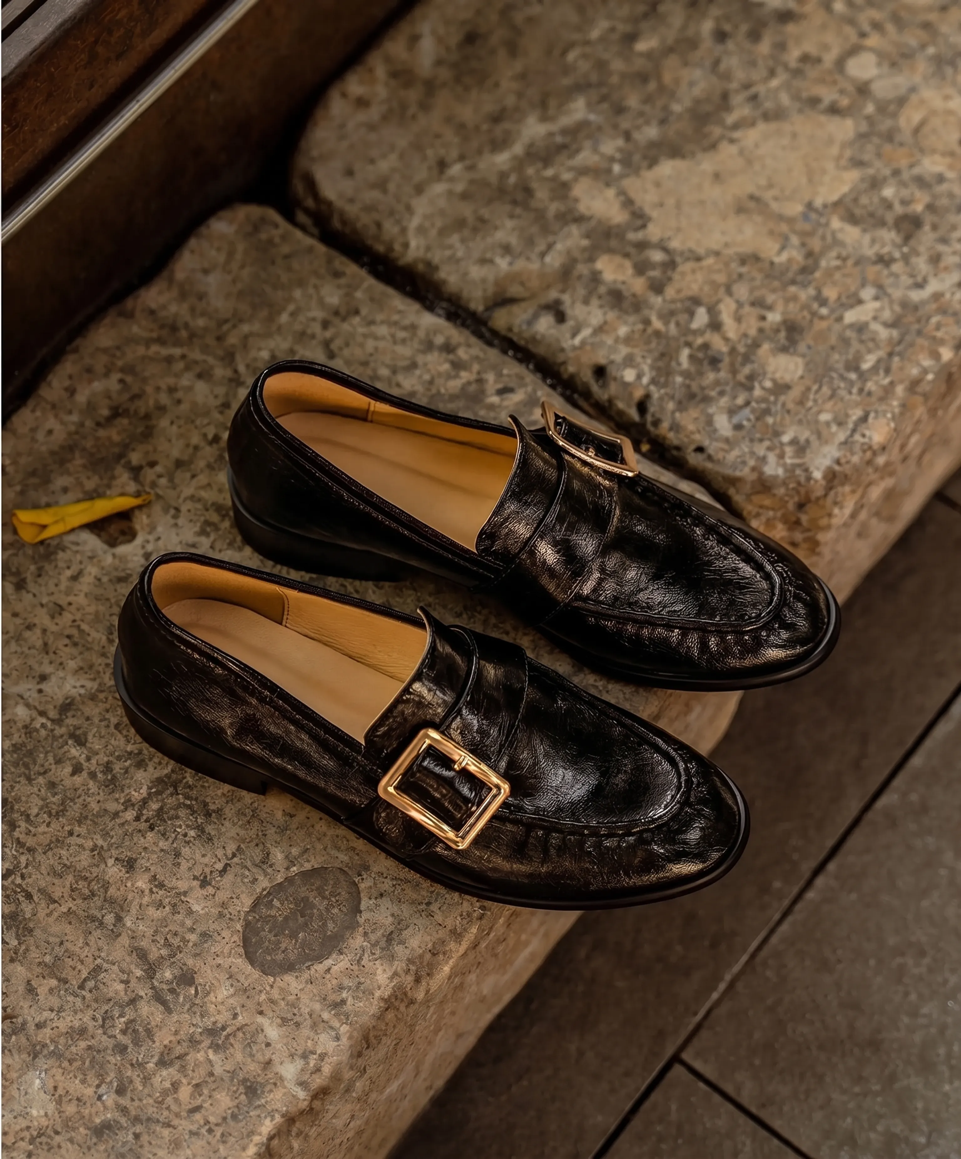 Square-Buckle Leather Loafers - Image 2
