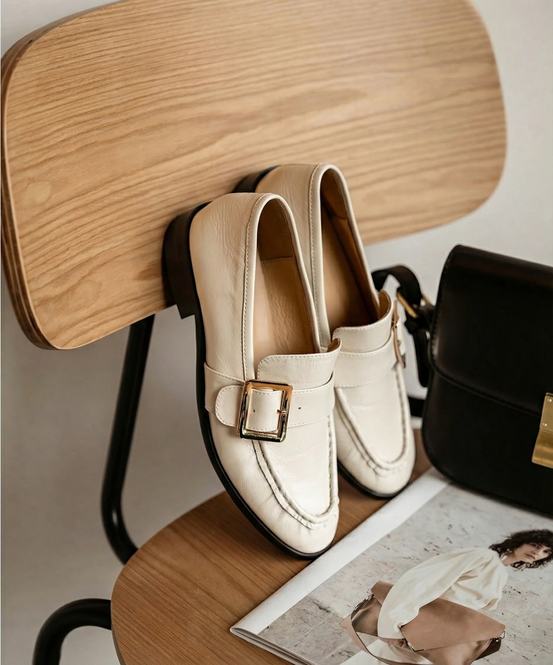 Square-Buckle Leather Loafers - Image 7