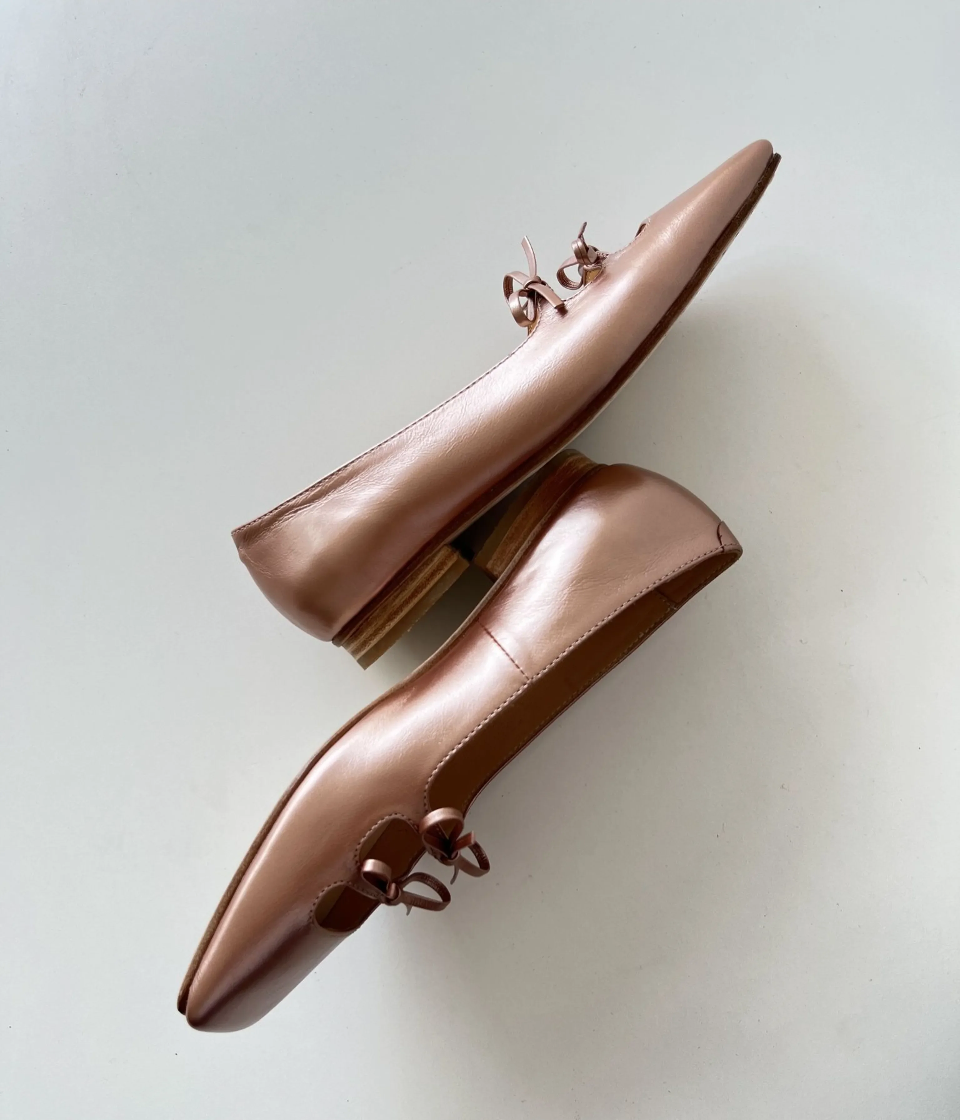 Square-Toe Bow Detail Ballet Flats