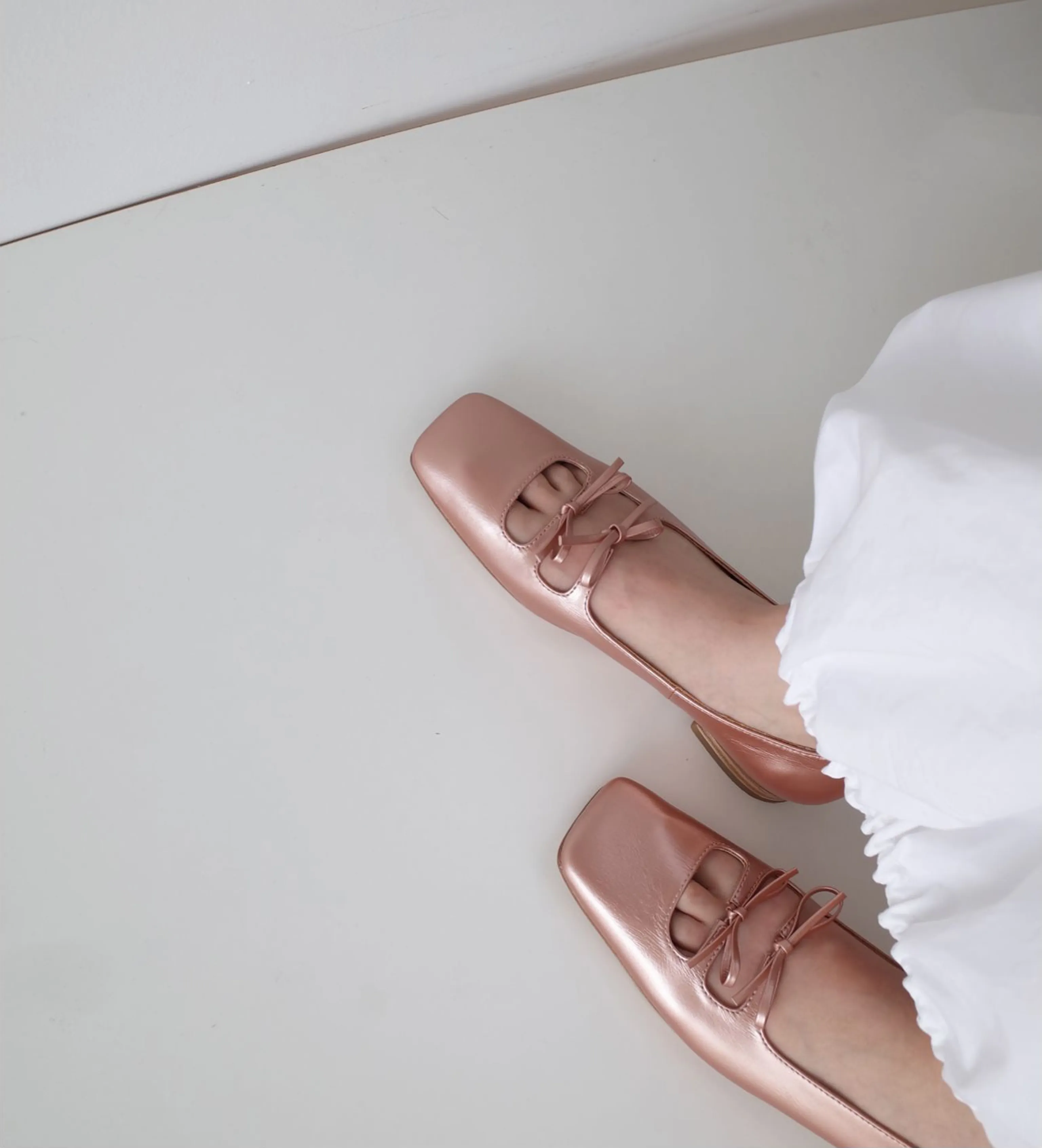 Square-Toe Bow Detail Ballet Flats - Image 7