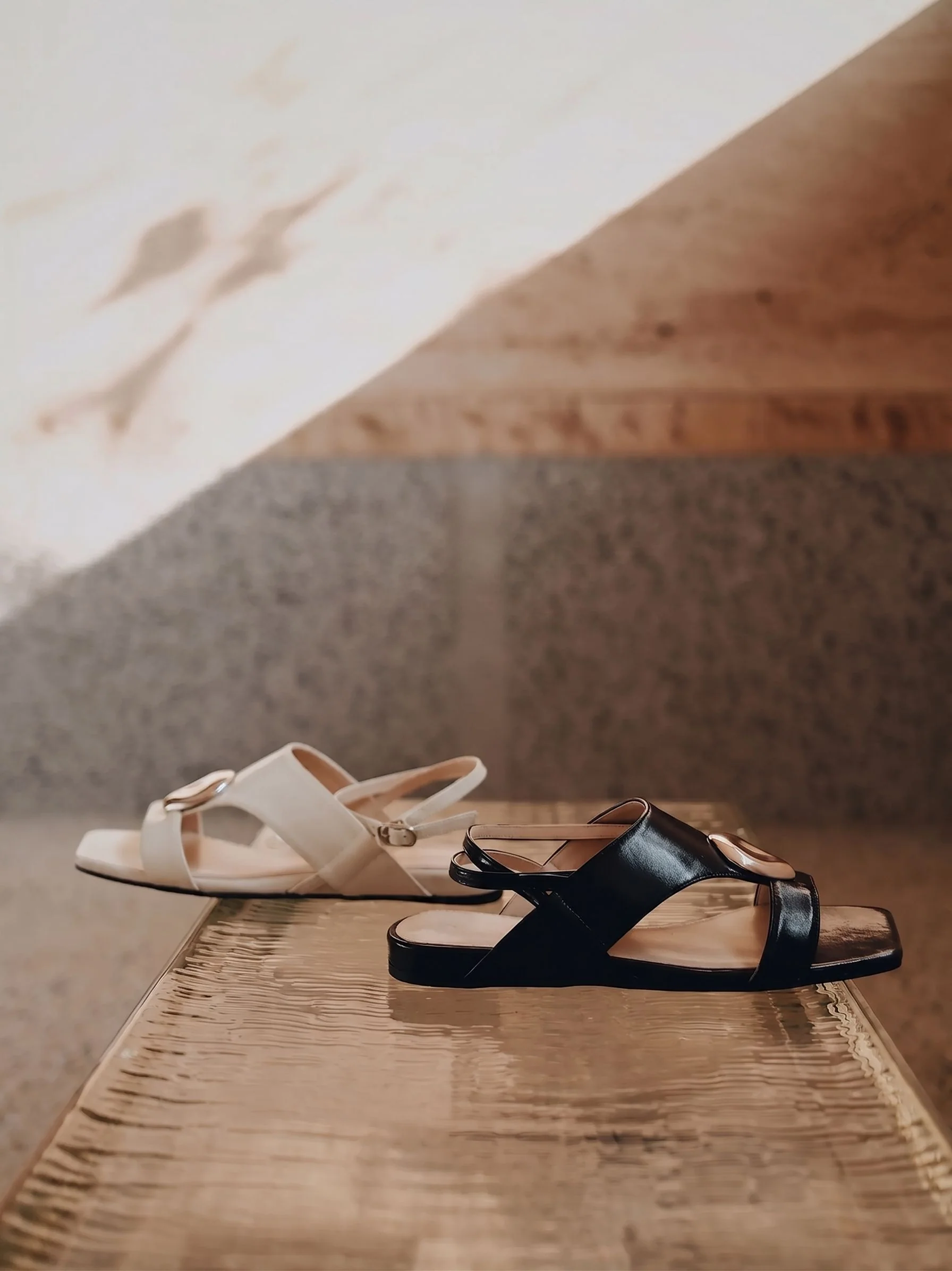 Square-Toe Buckle Sandals