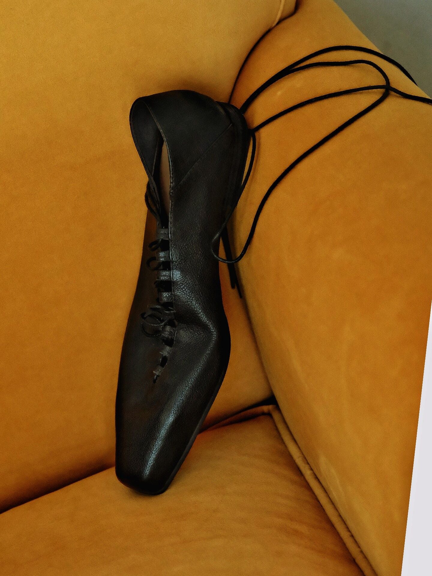 Square-Toe Lace-Up Flats - Image 3