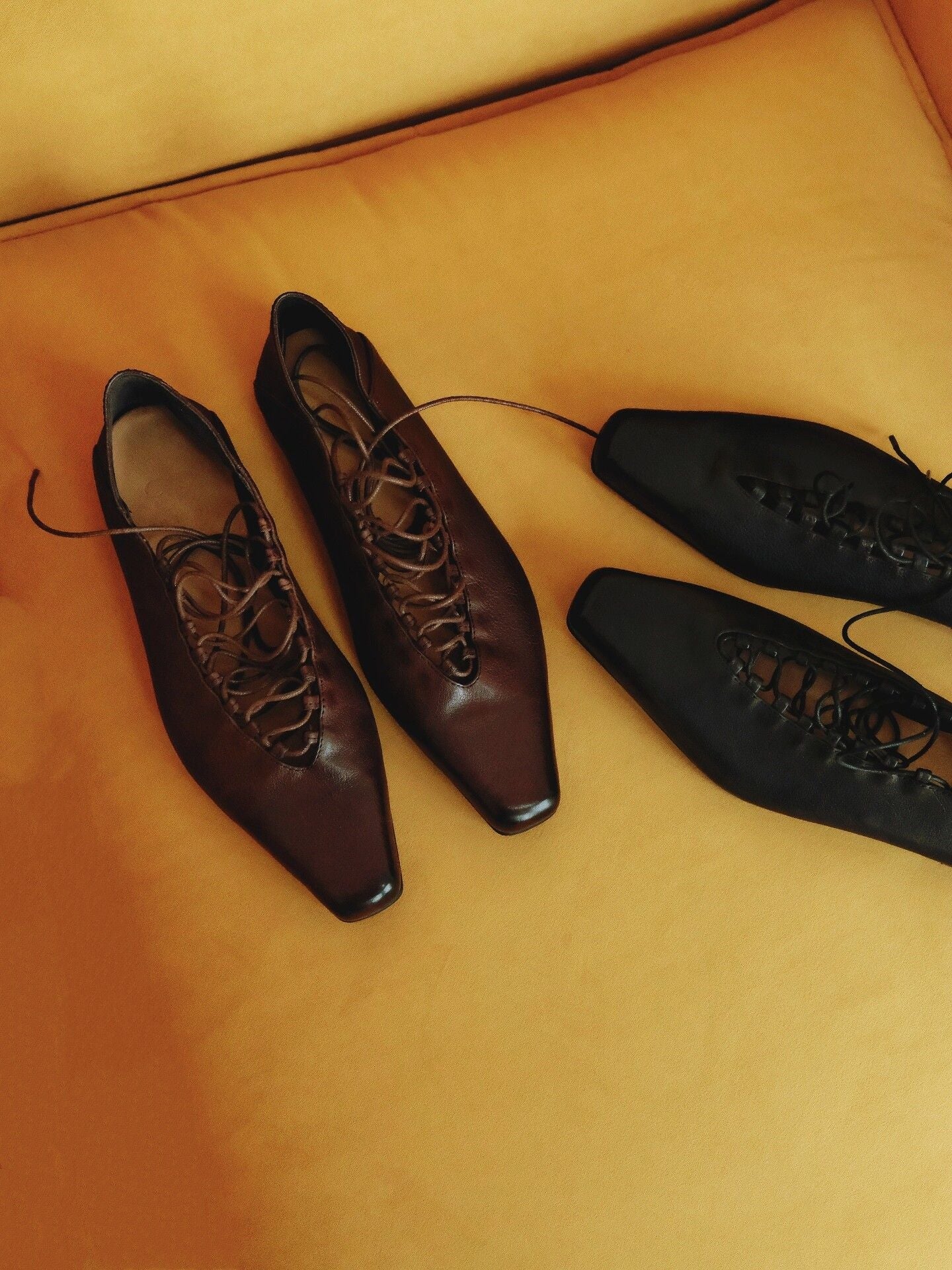 Square-Toe Lace-Up Flats - Image 7