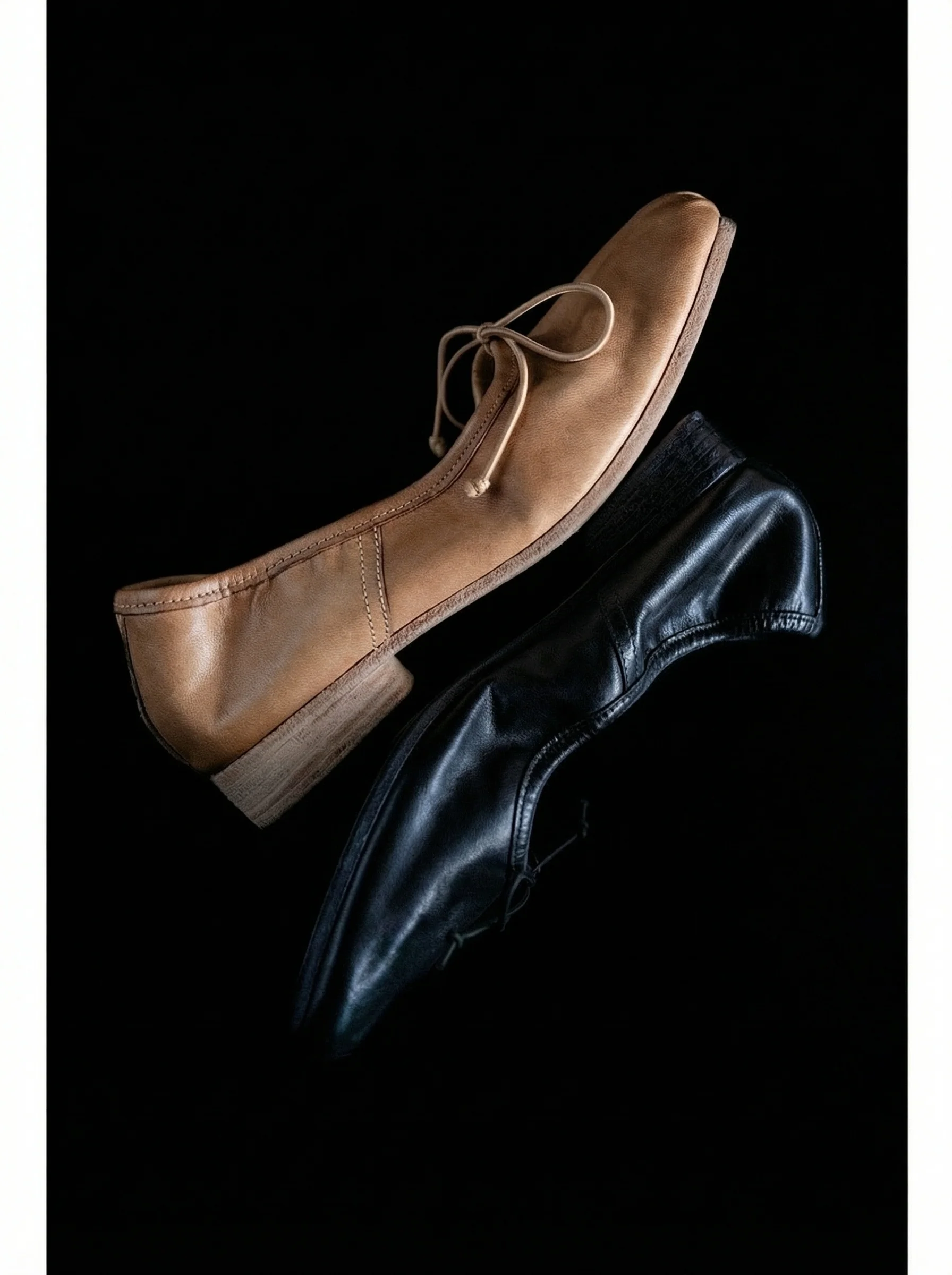 Square-Toe Leather Ballet Flats