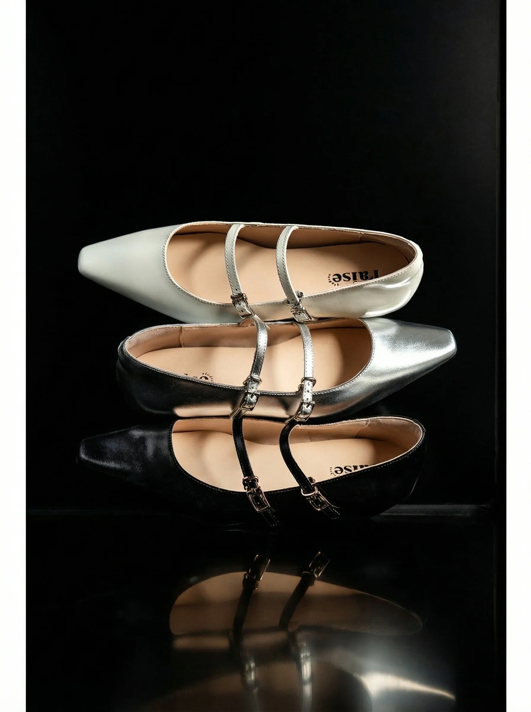 Square-Toe Low-Heel Mary Jane Flats - Image 2