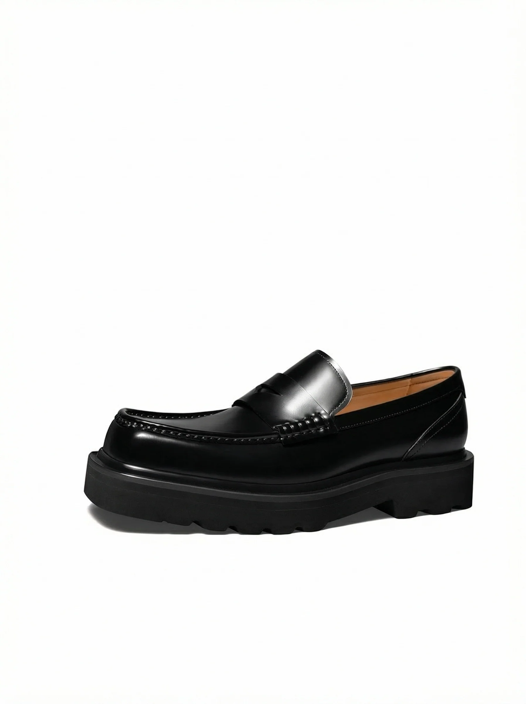 Square-Toe Platform Penny Loafers