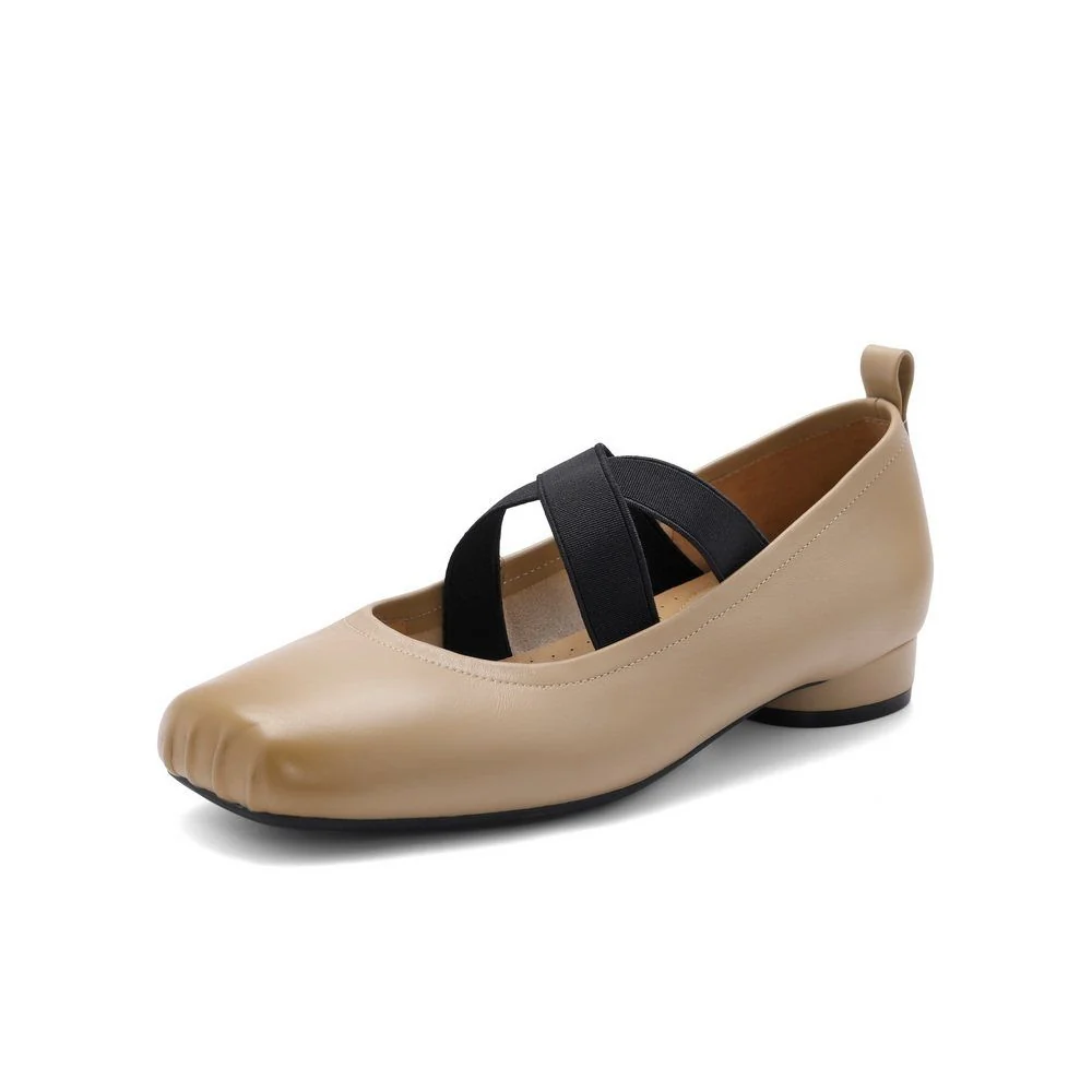 Square-Toe Strap Flats