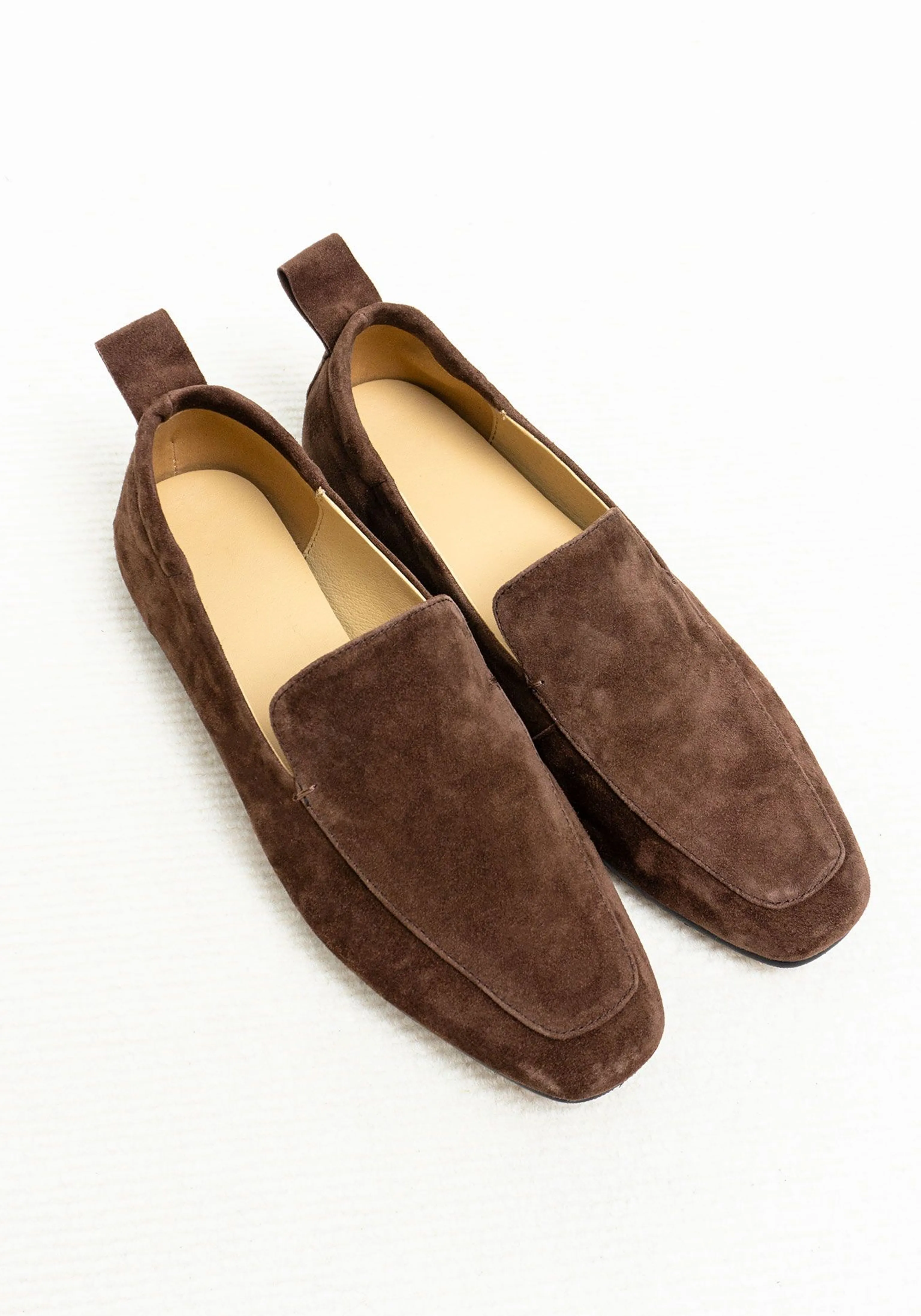 Square-Toe Suede Loafers