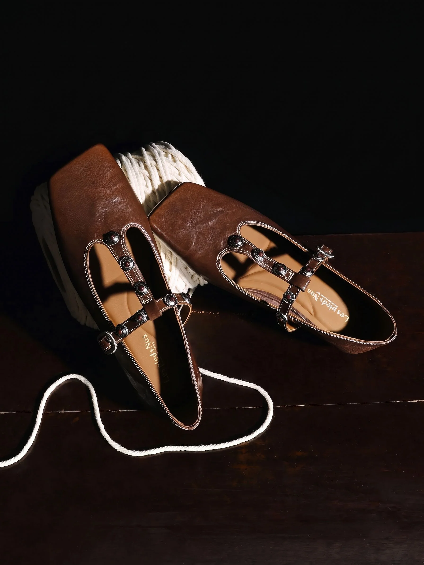 Square-Toe T-Strap Flats