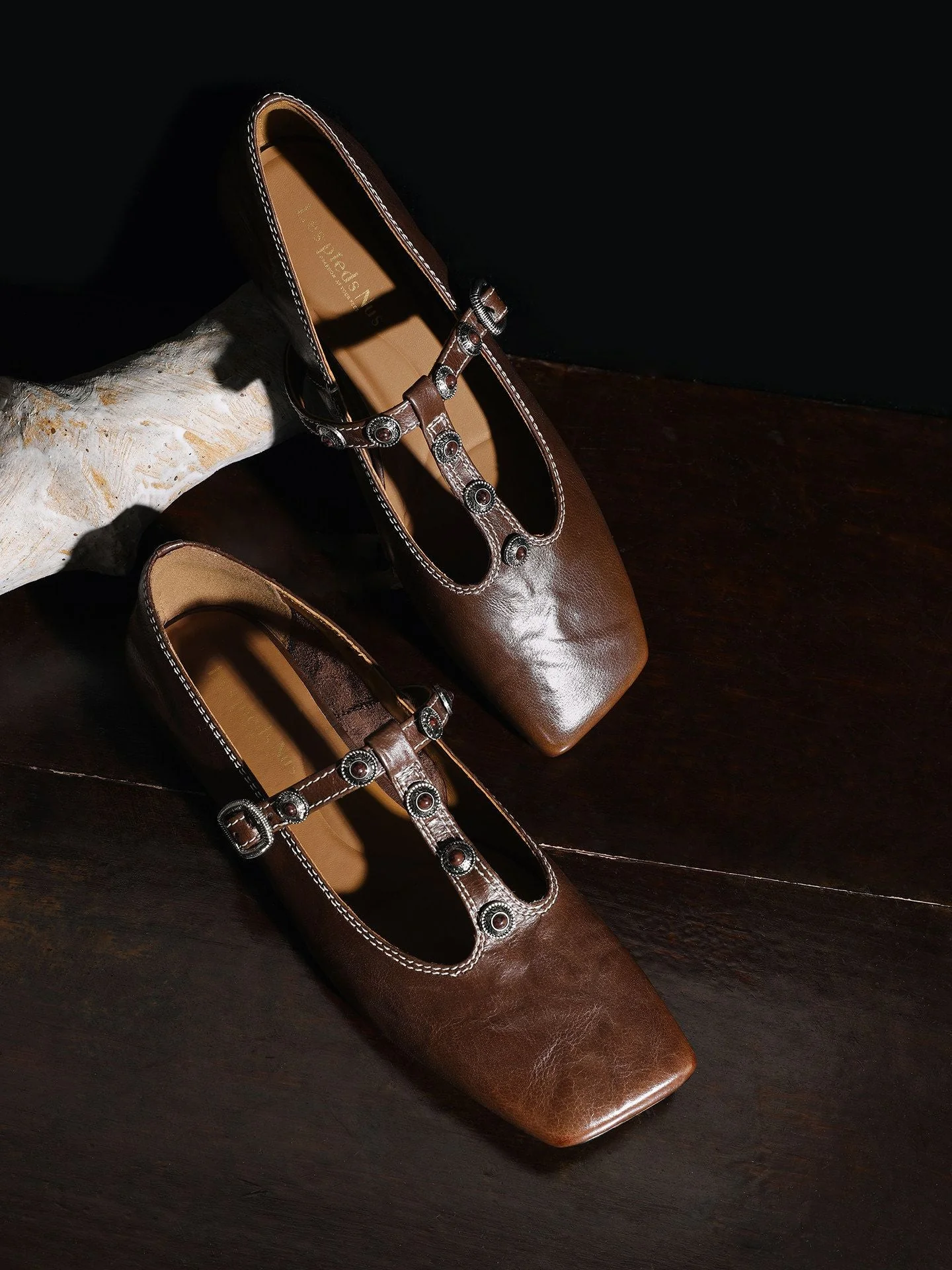 Square-Toe T-Strap Flats - Image 2