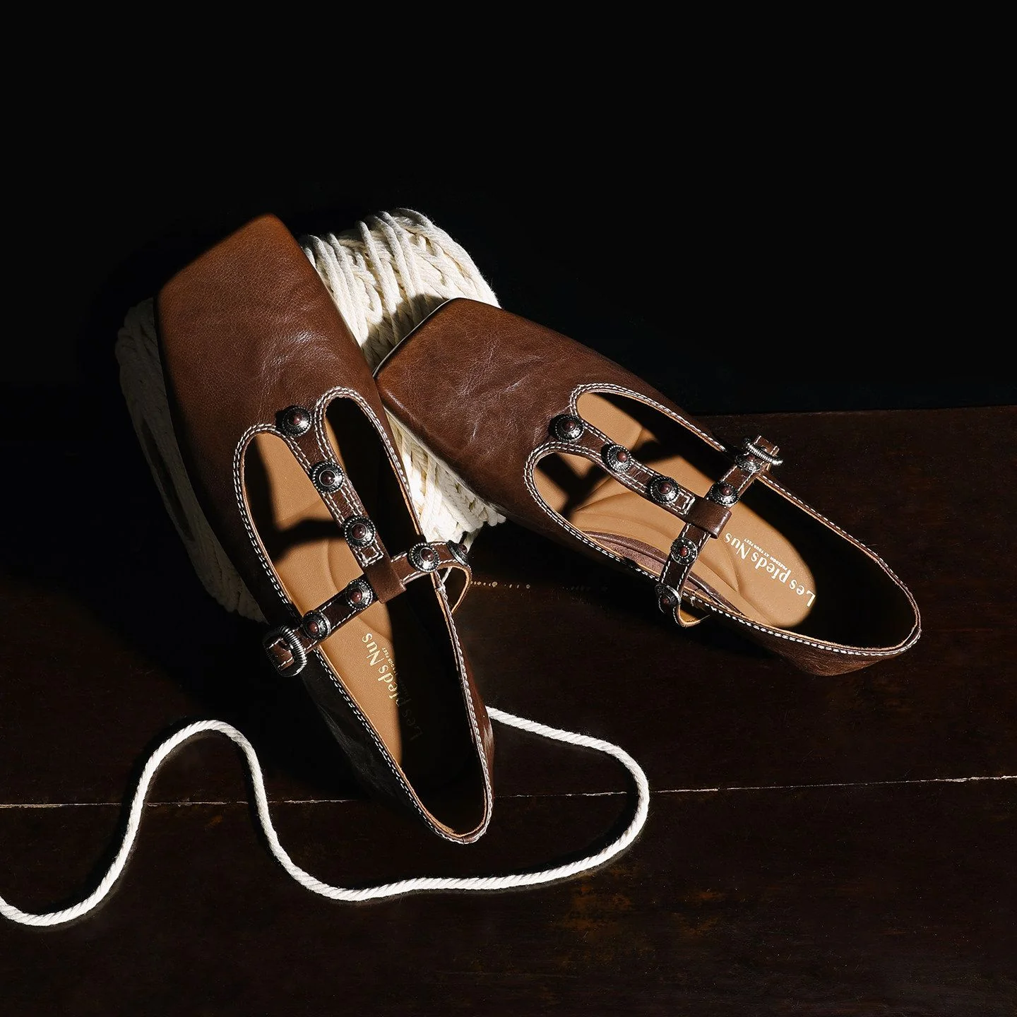 Square-Toe T-Strap Flats - Image 3