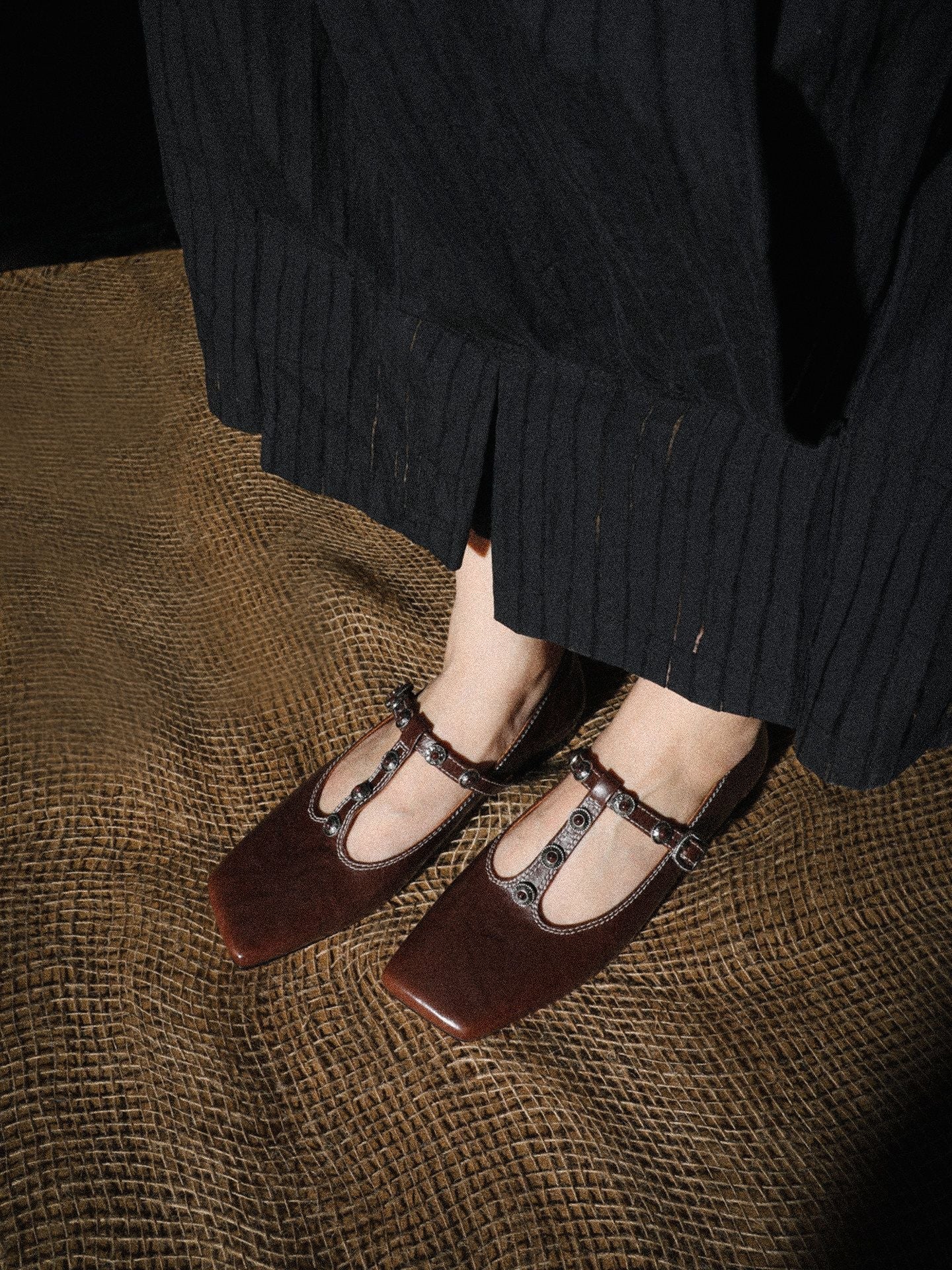 Square-Toe T-Strap Flats - Image 5